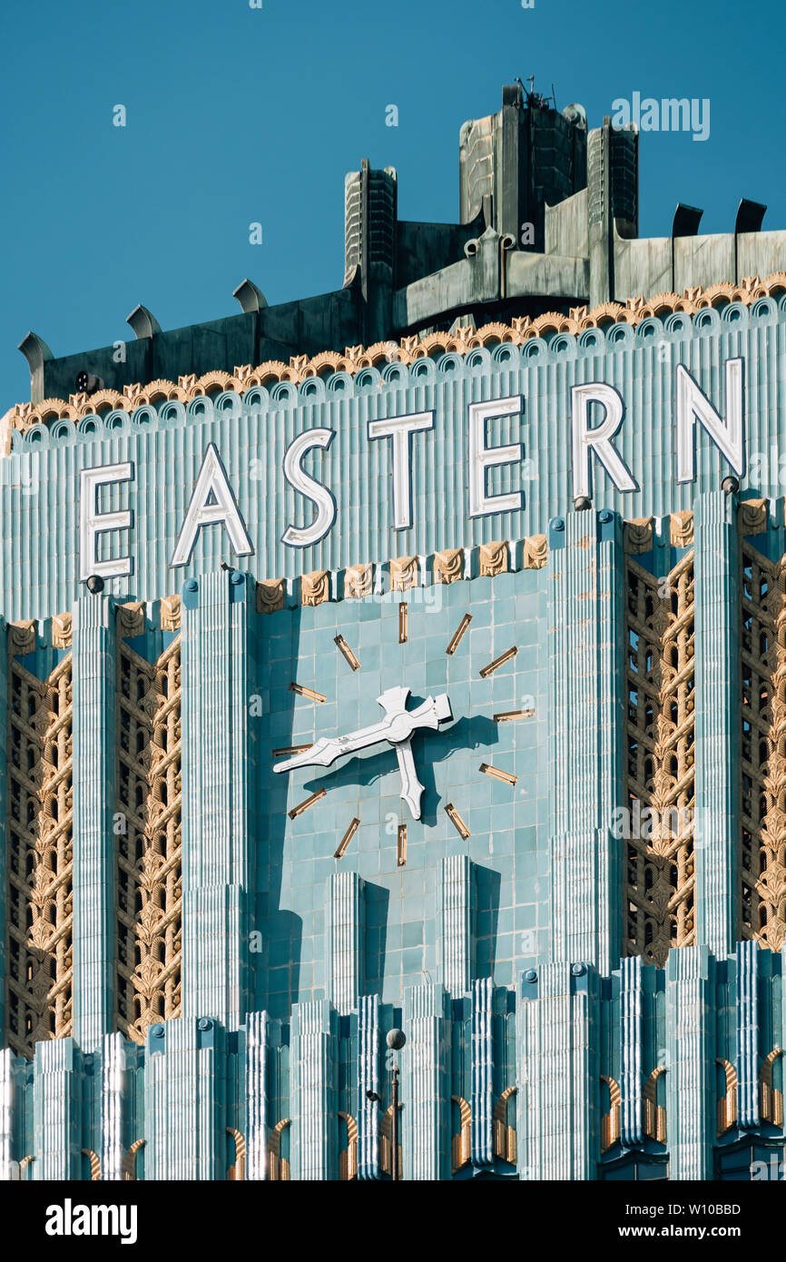 Art deco architectural details of the Eastern Columbia Building in