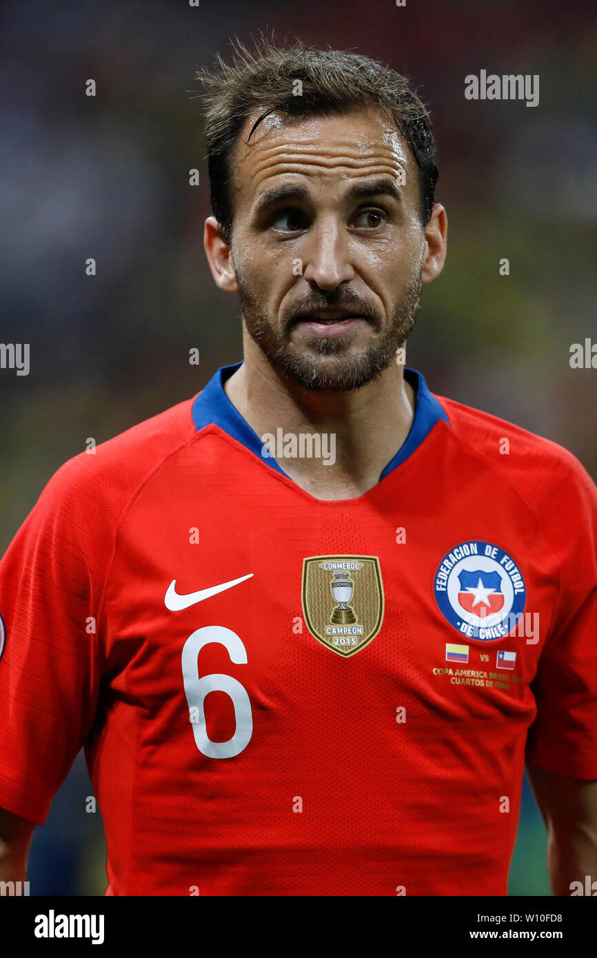SÃO PAULO, SP - 28.06.2019: COLOMBIA VS. CHILE - Fuenzalida during a match between Colombia and Chile, valid for the quarterfinals of the Copa América 2019, held this Friday (28) at the Corinthians Arena in São Paulo, SP. (Photo: Ricardo Moreira/Fotoarena) Stock Photo
