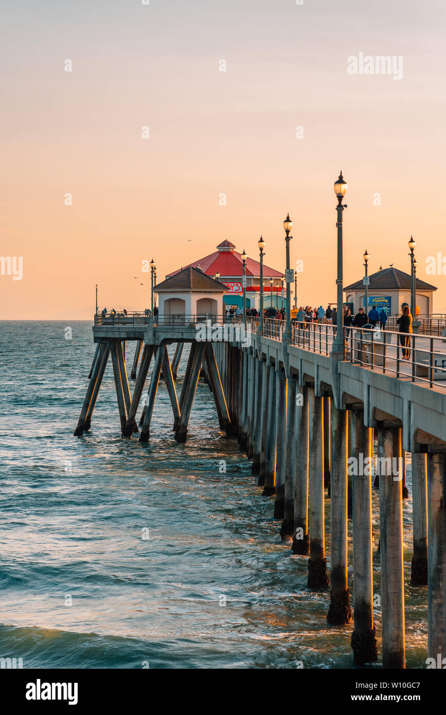 The Huntington Beach pier at sunset, in Orange County, California Stock  Photo - Alamy