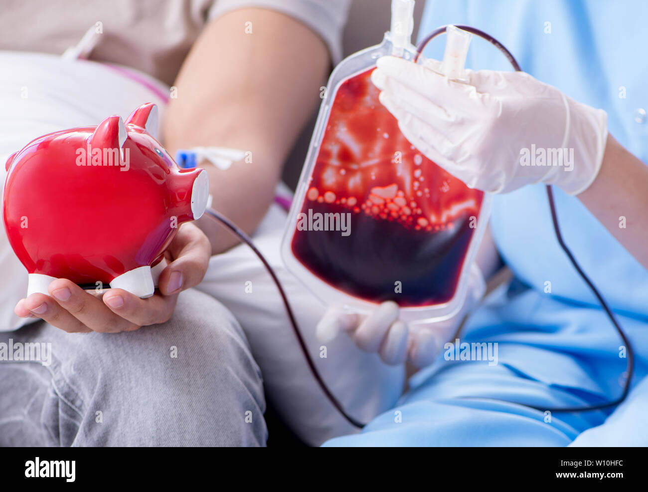 Patient getting blood transfusion in hospital clinic Stock Photo Alamy