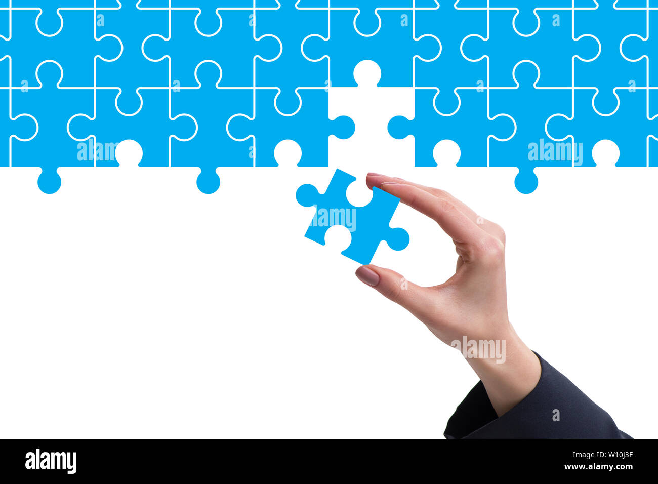 Concept of businessman with missing jigsaw puzzle piece Stock Photo - Alamy