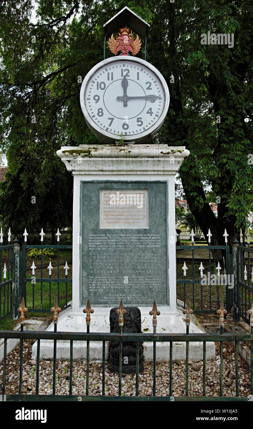 Antique clock in Yogyakarta Palace' garden. Yogyakarta Palace, or