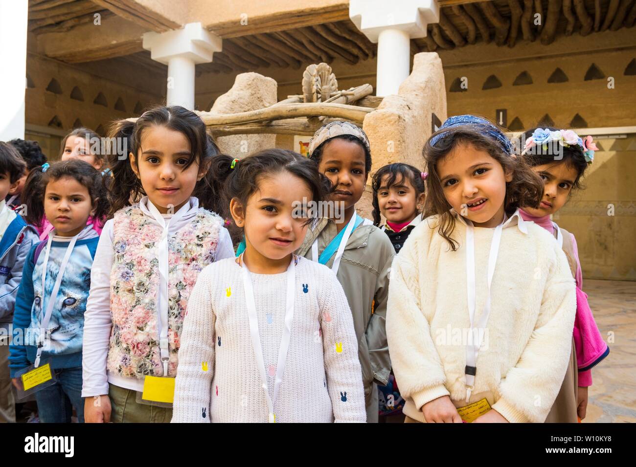 Local children, little girls, Masmak Fort, Riad, Saudi Arabia Stock ...