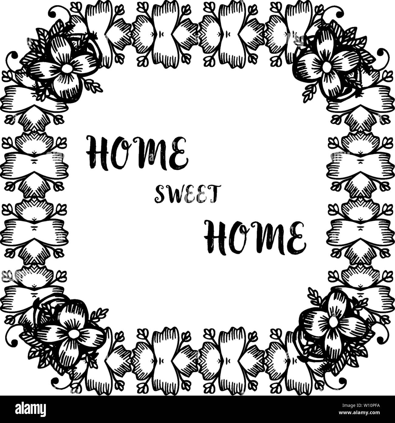 Vector illustration invitation card of home sweet home with ornament ...