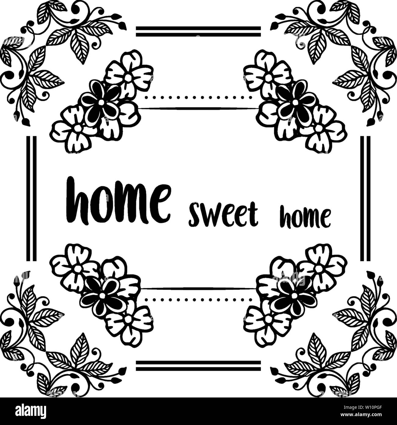 Vector illustration invitation card of home sweet home with ornament ...