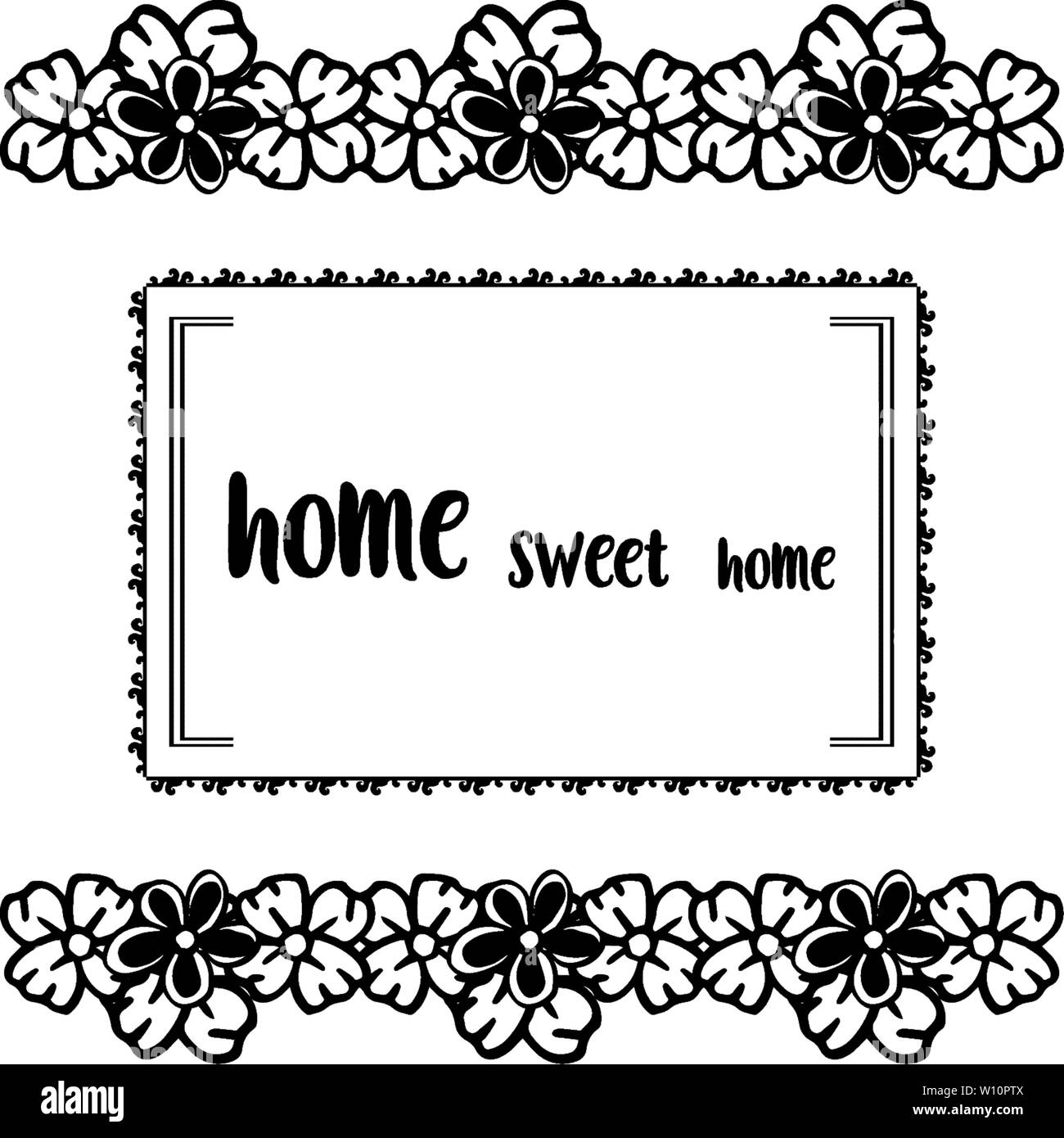 Vector illustration symbol of home sweet home with ornate flower frame ...