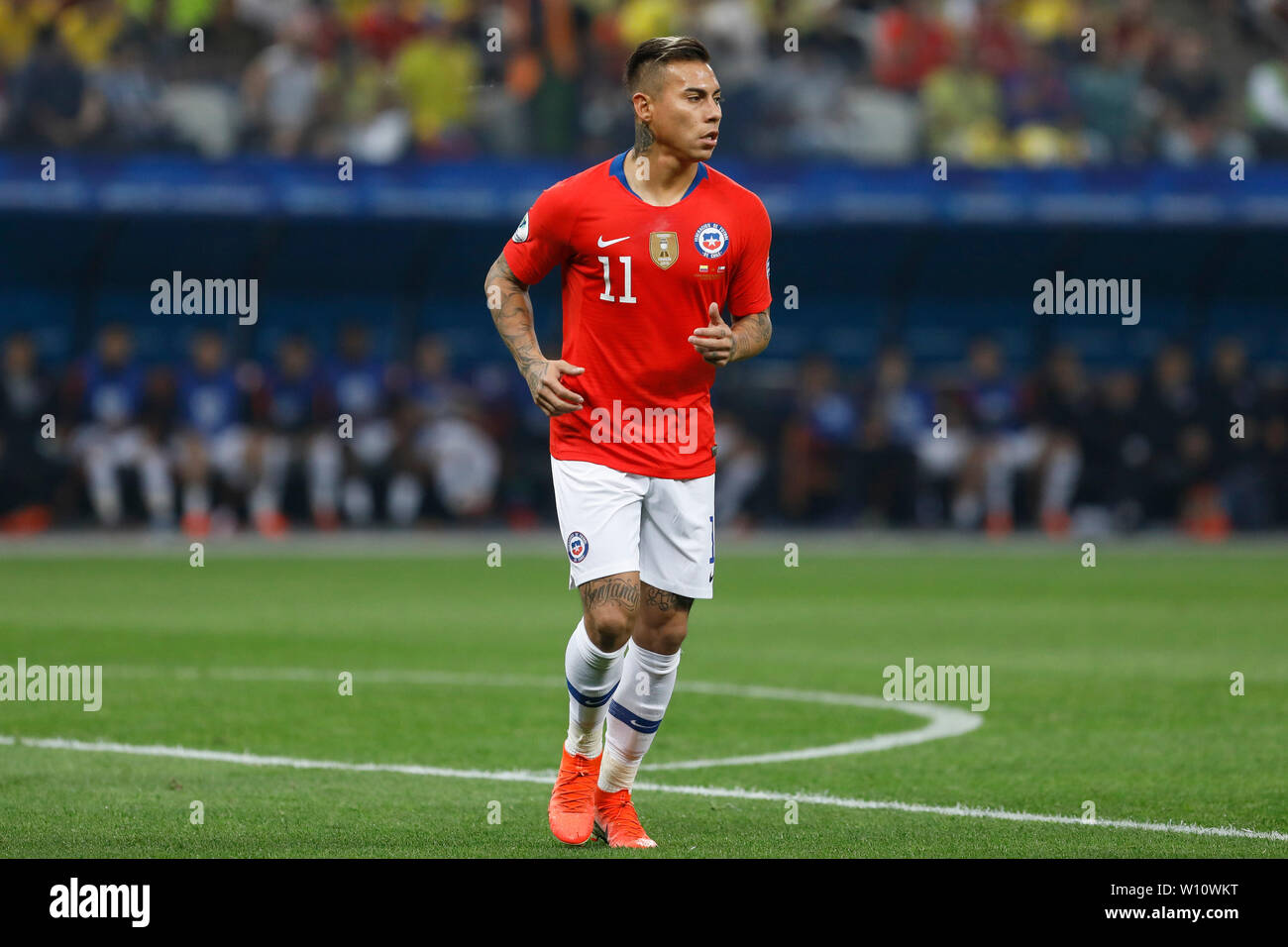 SÃO PAULO, SP - 28.06.2019: COLOMBIA VS. CHILE - Eduardo Vargas during a match between Colombia and Chile, valid for the quarterfinals of the Copa América 2019, held this Friday (28) at the Corinthians Arena in São Paulo, SP. (Photo: Ricardo Moreira/Fotoarena) Stock Photo