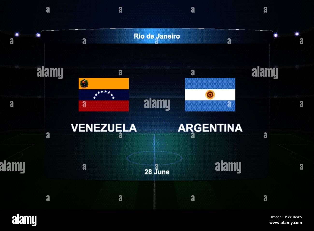Venezuela vs Argentina football scoreboard broadcast graphic soccer template Stock Vector