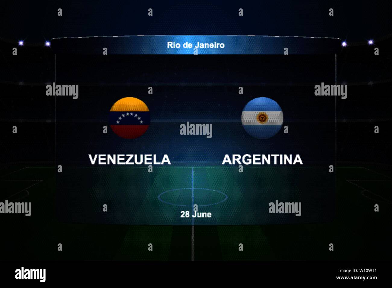 Venezuela vs Argentina football scoreboard broadcast graphic soccer template Stock Vector