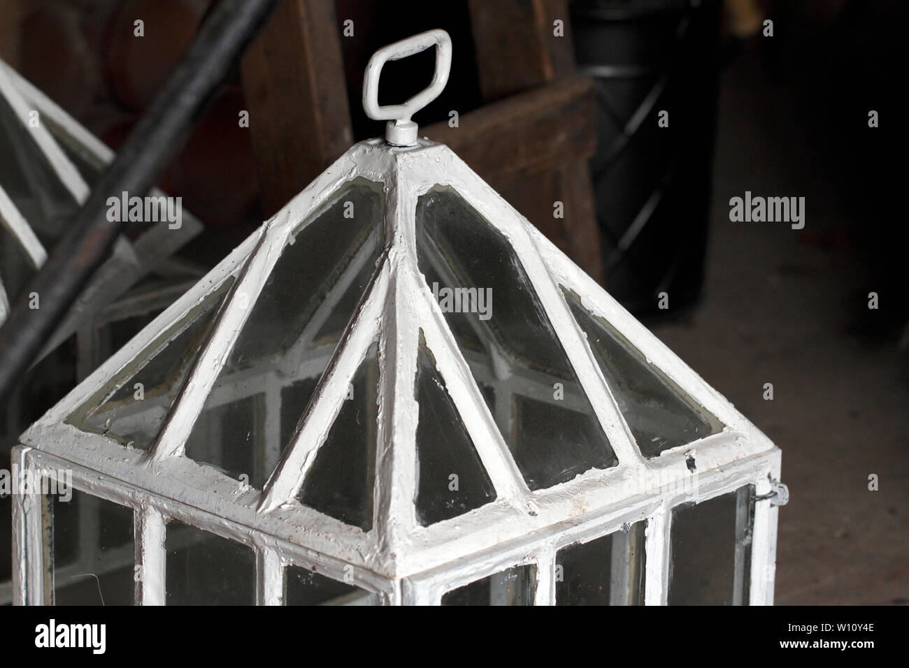 metal and glass white Victorian kitchen garden cloches Stock Photo Alamy