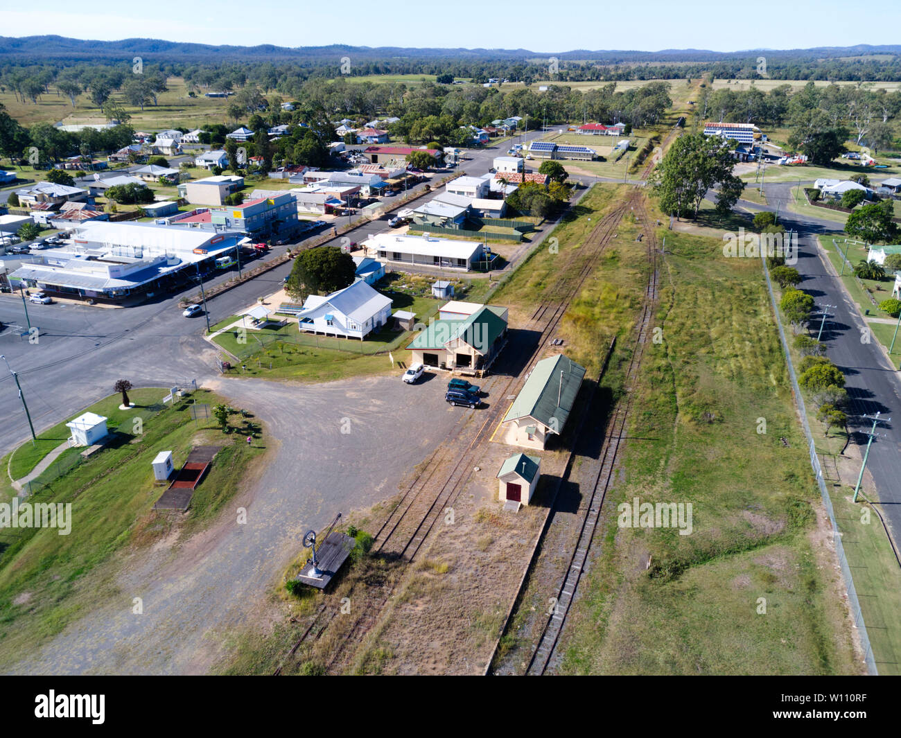 Aerial of the small township of Biggenden Queensland Australia Stock