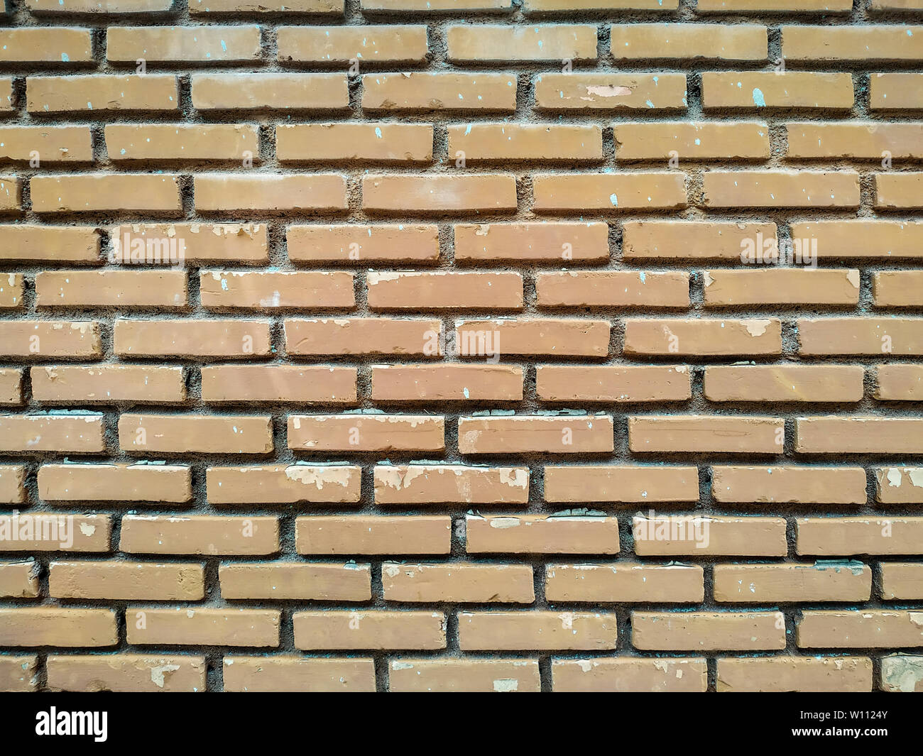 Old grunge orange brick wall background. Stock Photo
