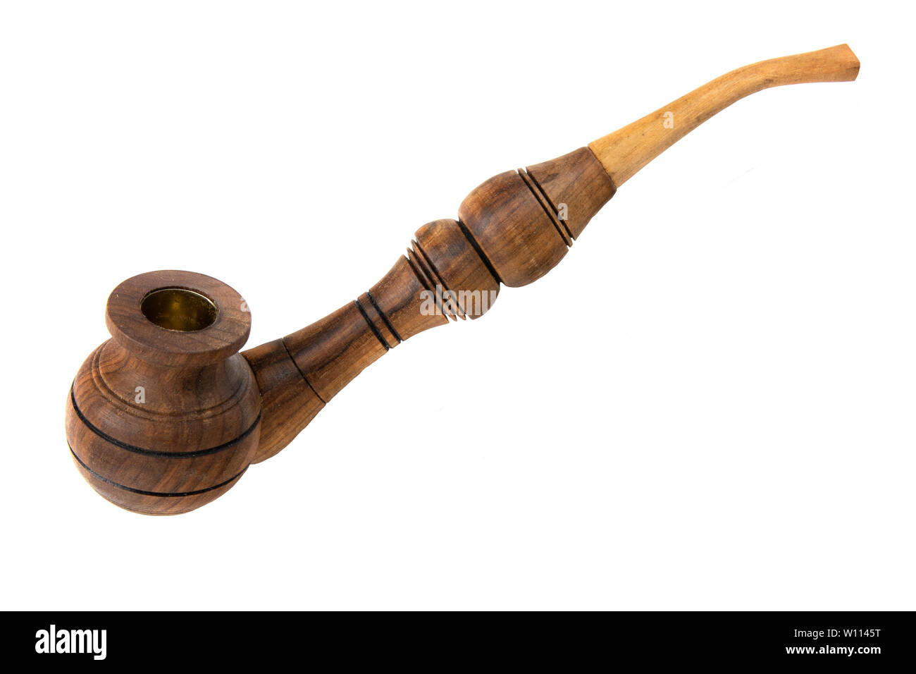 Handmade Wooden Tobacco Pipe Isolated On White Background Stock Photo 