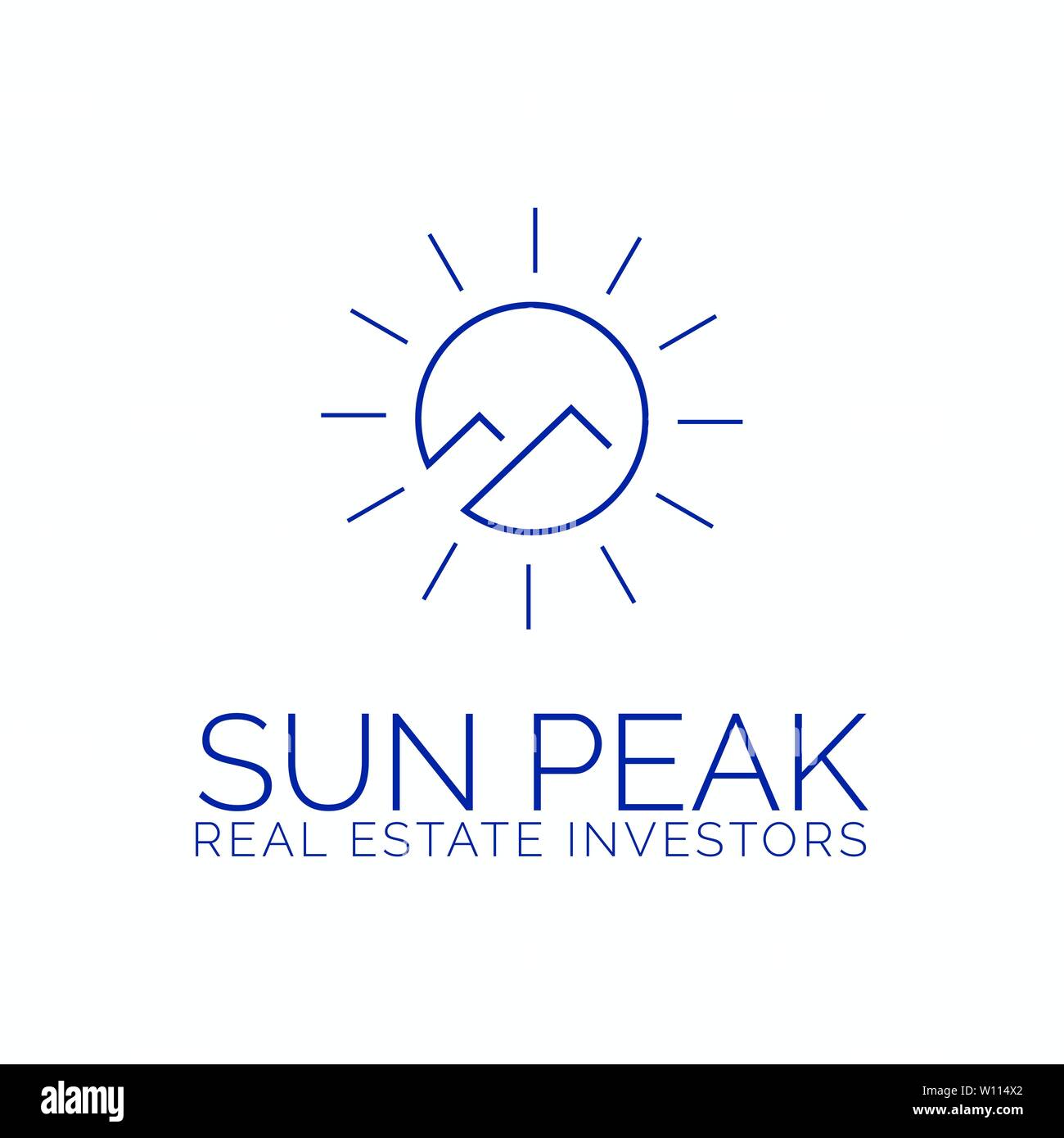 Logo with sun and house. Vector logo, badge Stock Vector