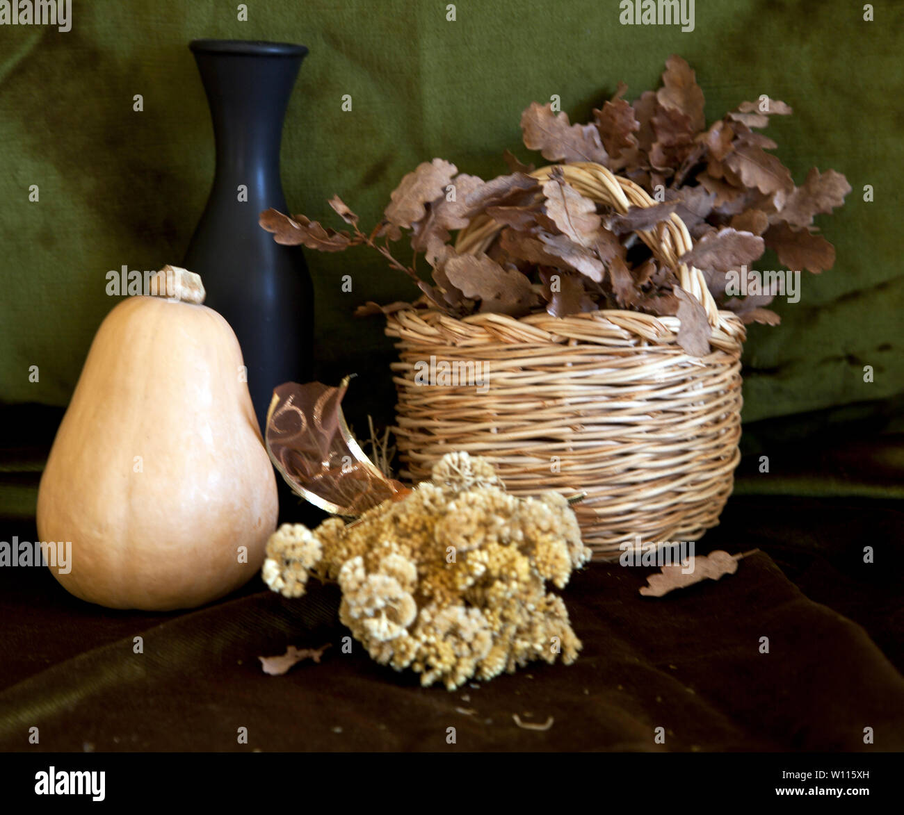 Still Life - Vase, flowers and fruits on a black background Stock Photo ...