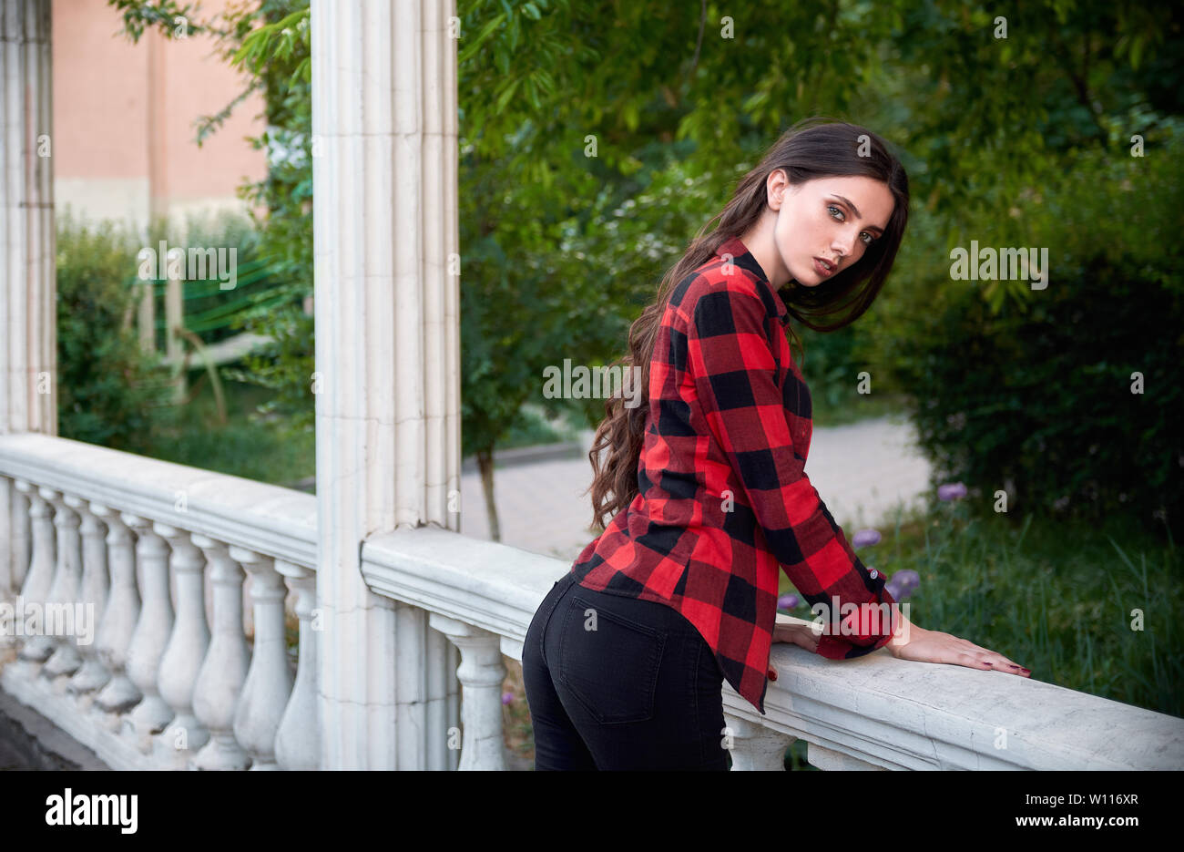 Beautiful girl wearing jeans shirt hi-res stock photography and images -  Alamy