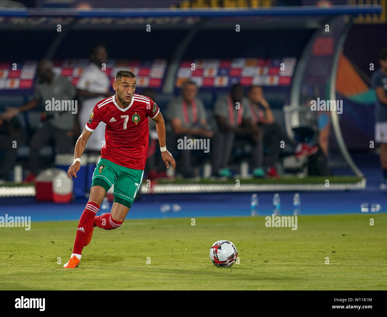 Cairo, Egypt. 28th June, 2019. Hakim Ziyach of Morocco during the 2019 African Cup of Nations match between Morocco and Ivory Coast at the CÃ´te d'Ivoire in Cairo, Egypt. Ulrik Pedersen/CSM/Alamy Live News Stock Photo