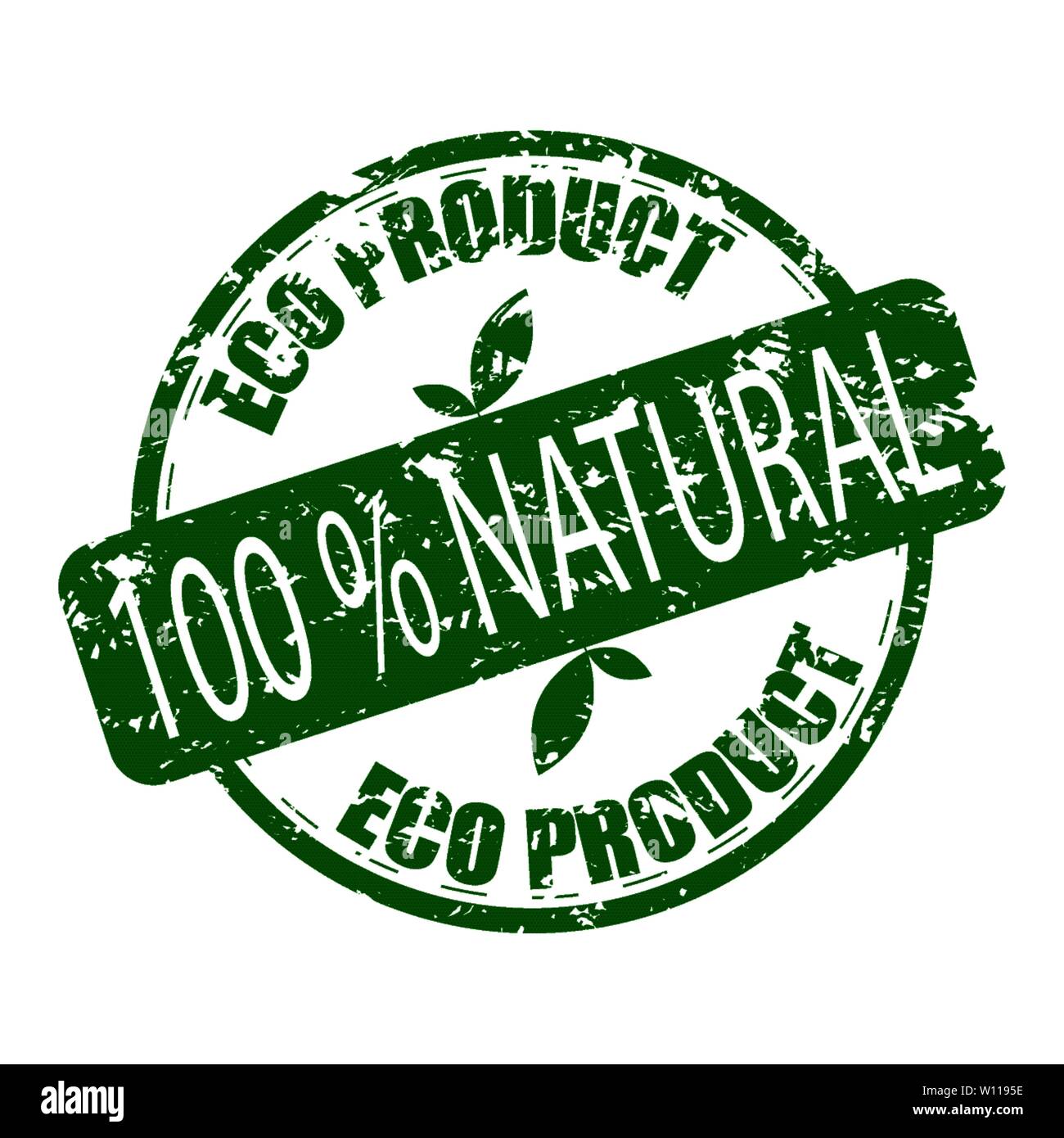 Eco product, natural rubber stamp. Vector eco product stamp for natural organic product, illustration of scratched grunge watermark Stock Vector