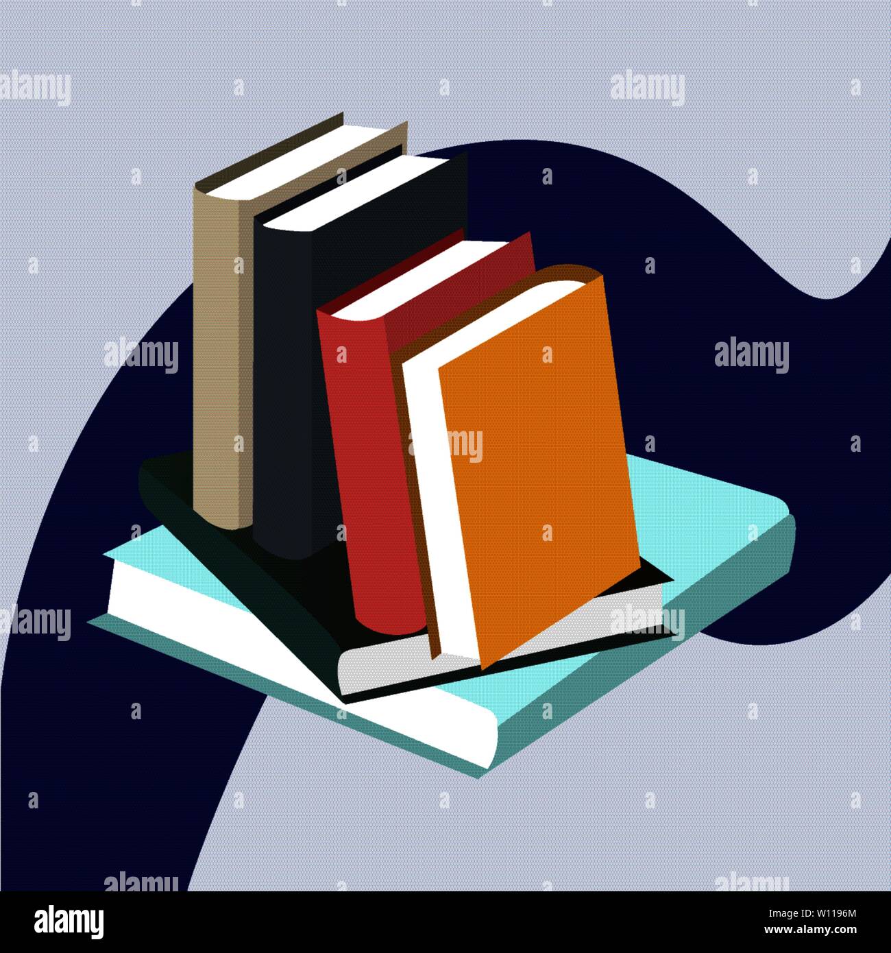 Stack of books, 3d isometric. Stack textbooks for education illustration Stock Vector