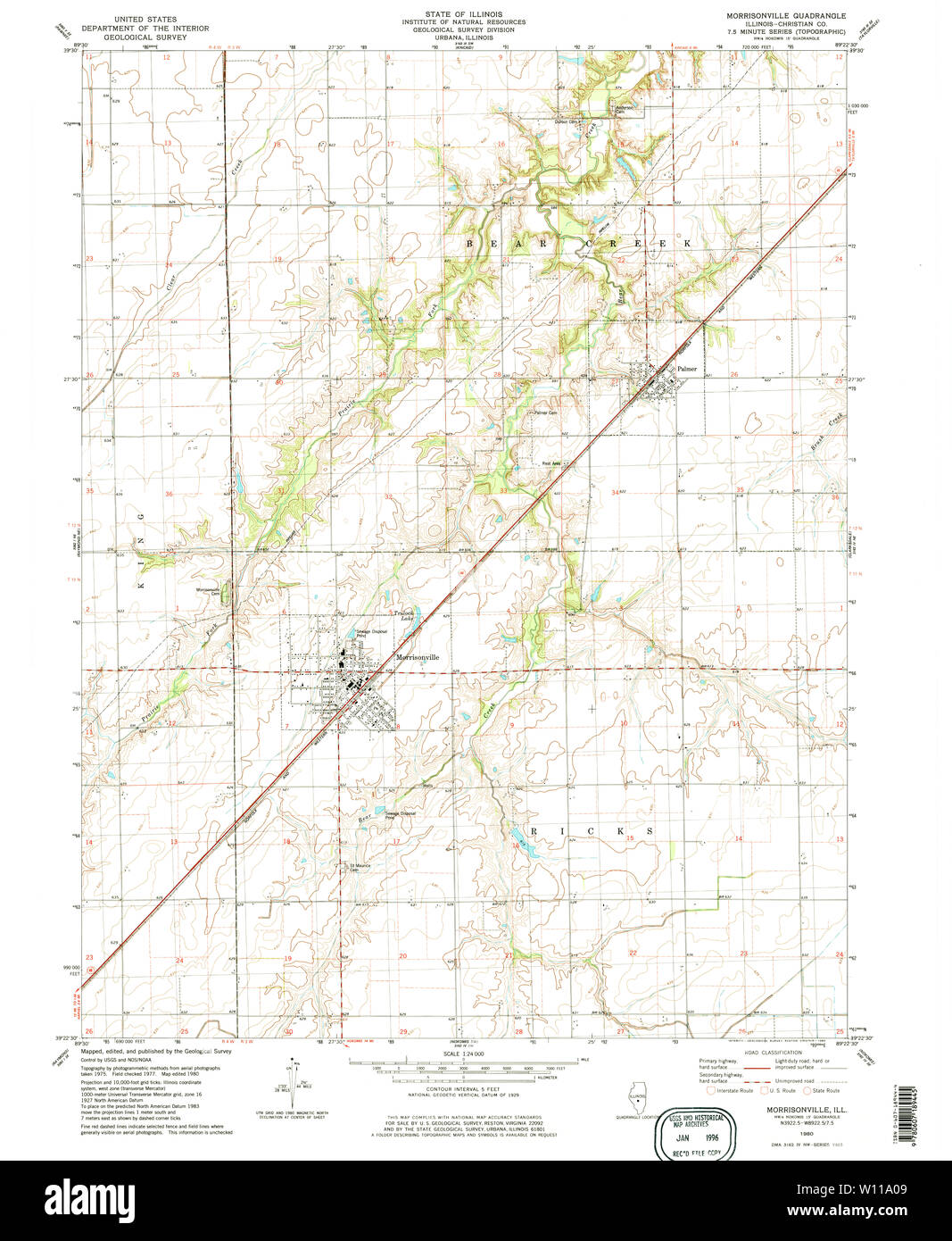 USGS TOPO Map Illinois IL Morrisonville 308239 1980 24000 Restoration