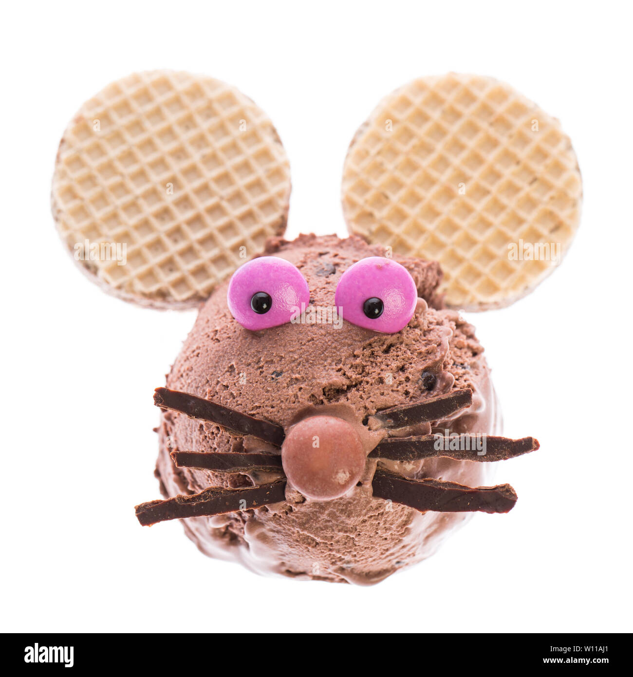 A mouse made out of ice cream. Real edible ice cream - no artificial ingredients used Stock Photo