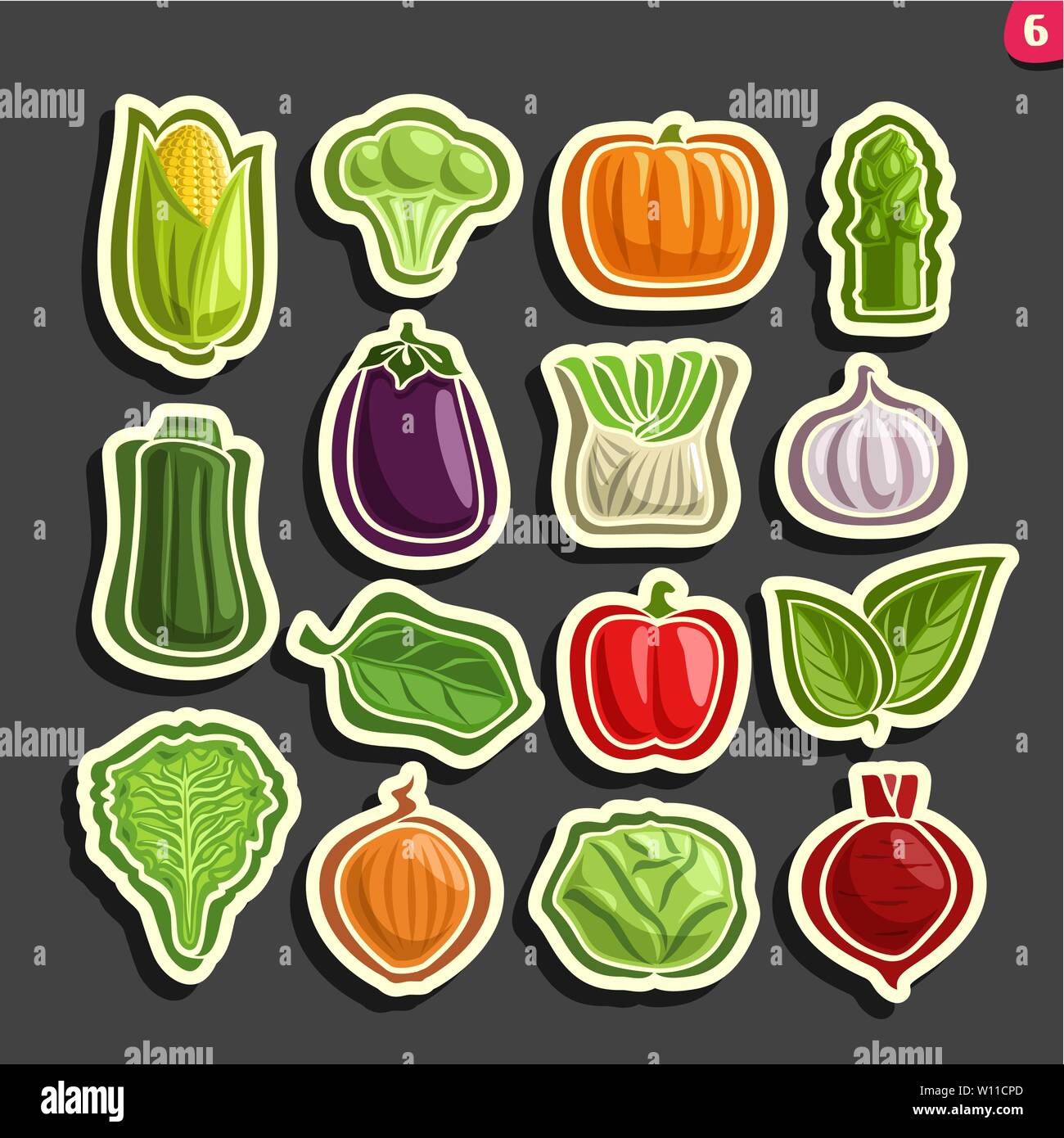 Vector icons of Vegetables Stock Vector
