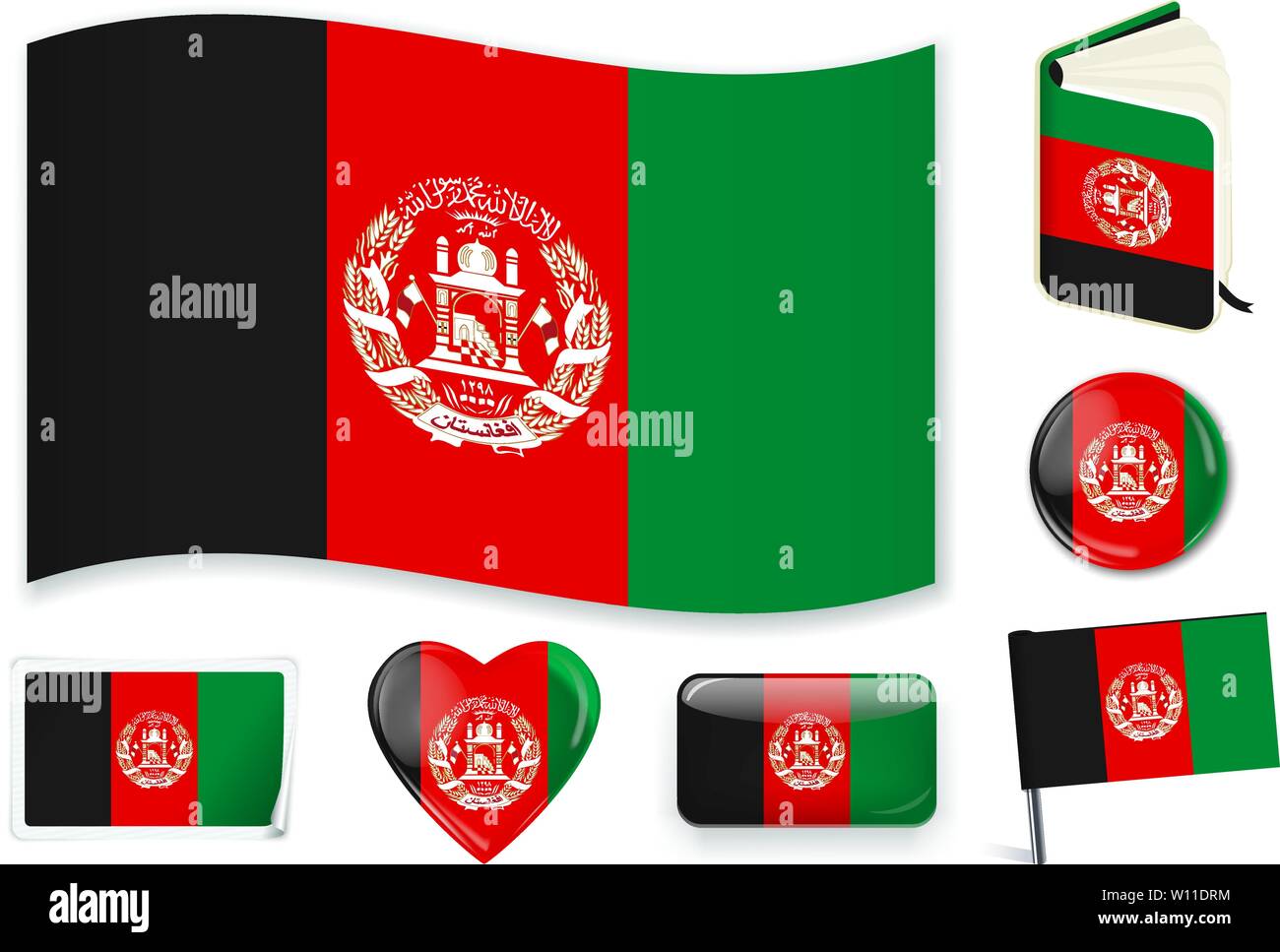 Afghanistan flag and hand on white background Vector Image