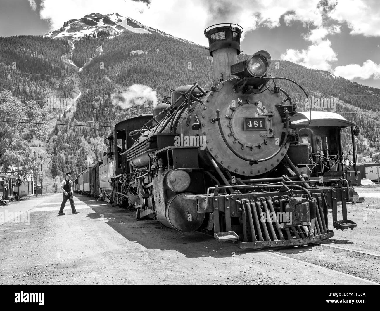 Steam of the Durango & Silverton Railroad in Silverton