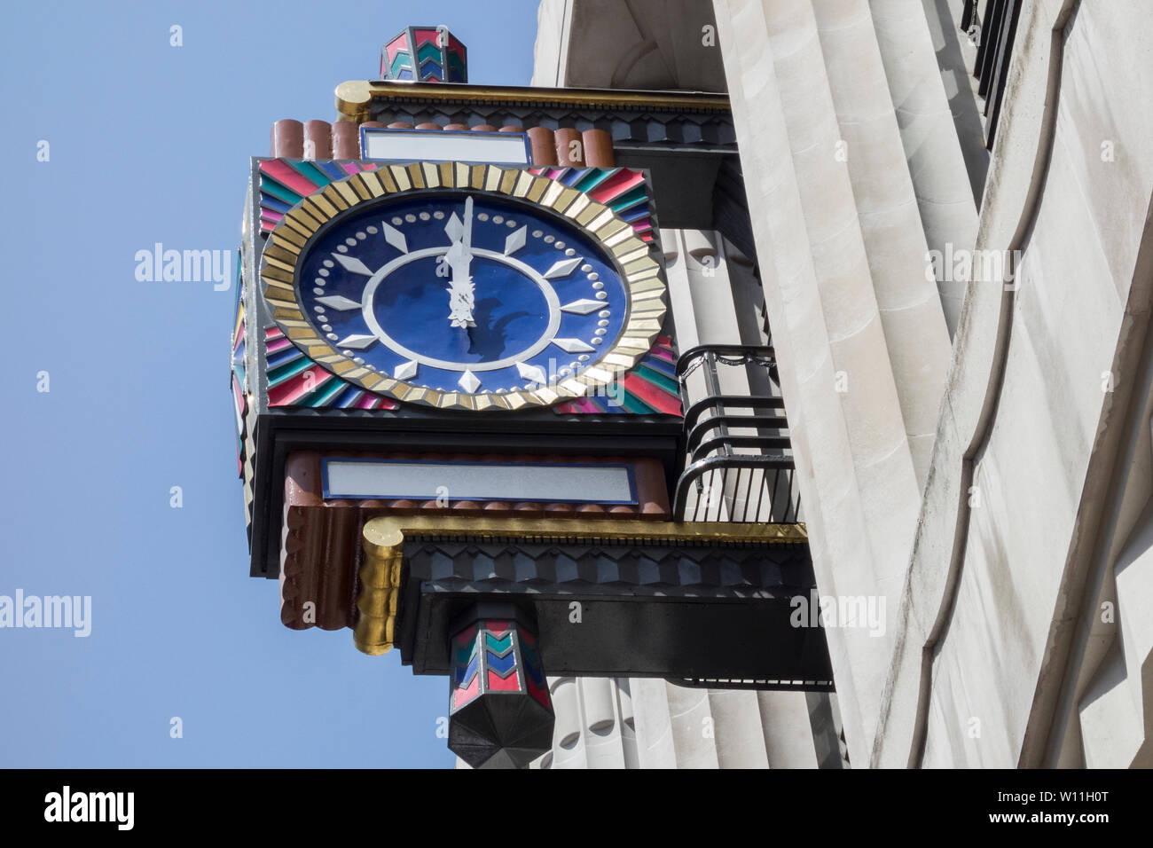 The ornamental clock on Peterborough House, the old Daily Telegraph building on Fleet Street, London, UK. Stock Photo