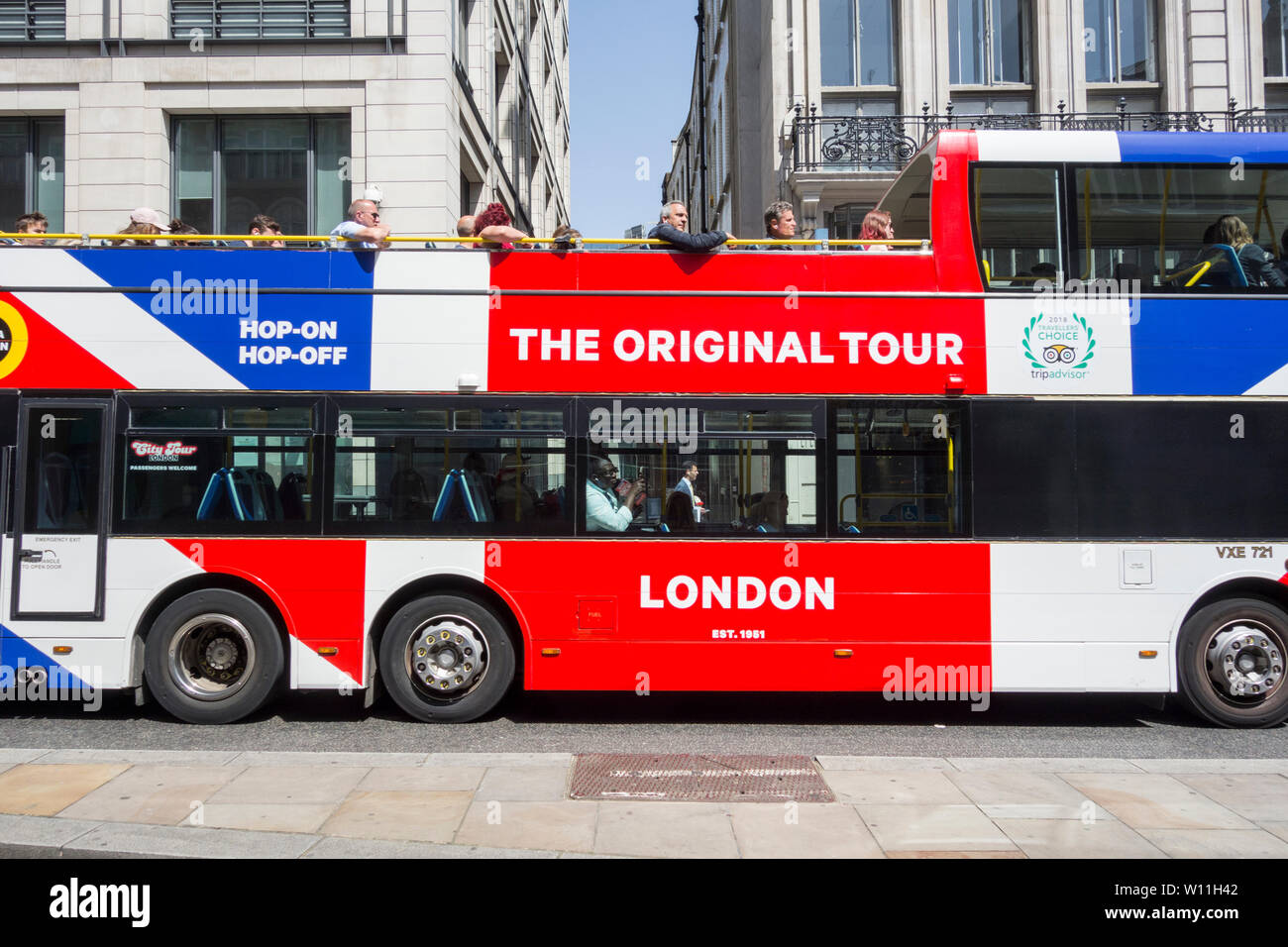 An Original Tour double-decker open-top bus on Fleet Street, London, UK Stock Photo
