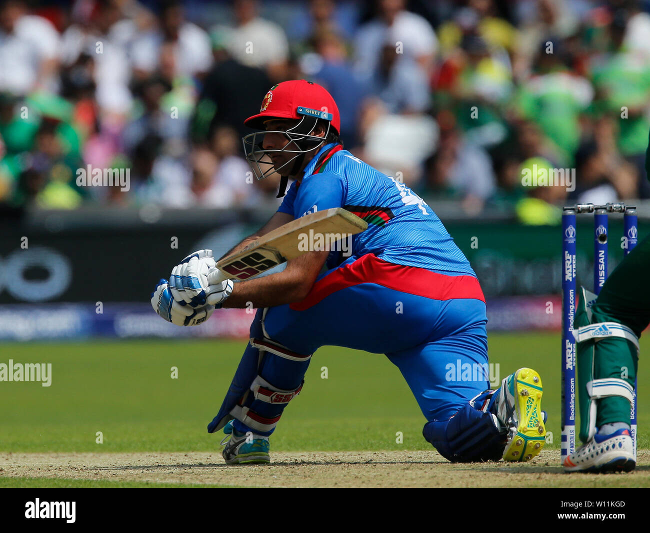 Edgbaston, Leeds, UK. 29th June, 2019. ICC World Cup Cricket, Pakistan versus Afghanistan; Asghar Afghan of Afghanistan pulls the ball to the boundary for four Credit: Action Plus Sports/Alamy Live News Stock Photo