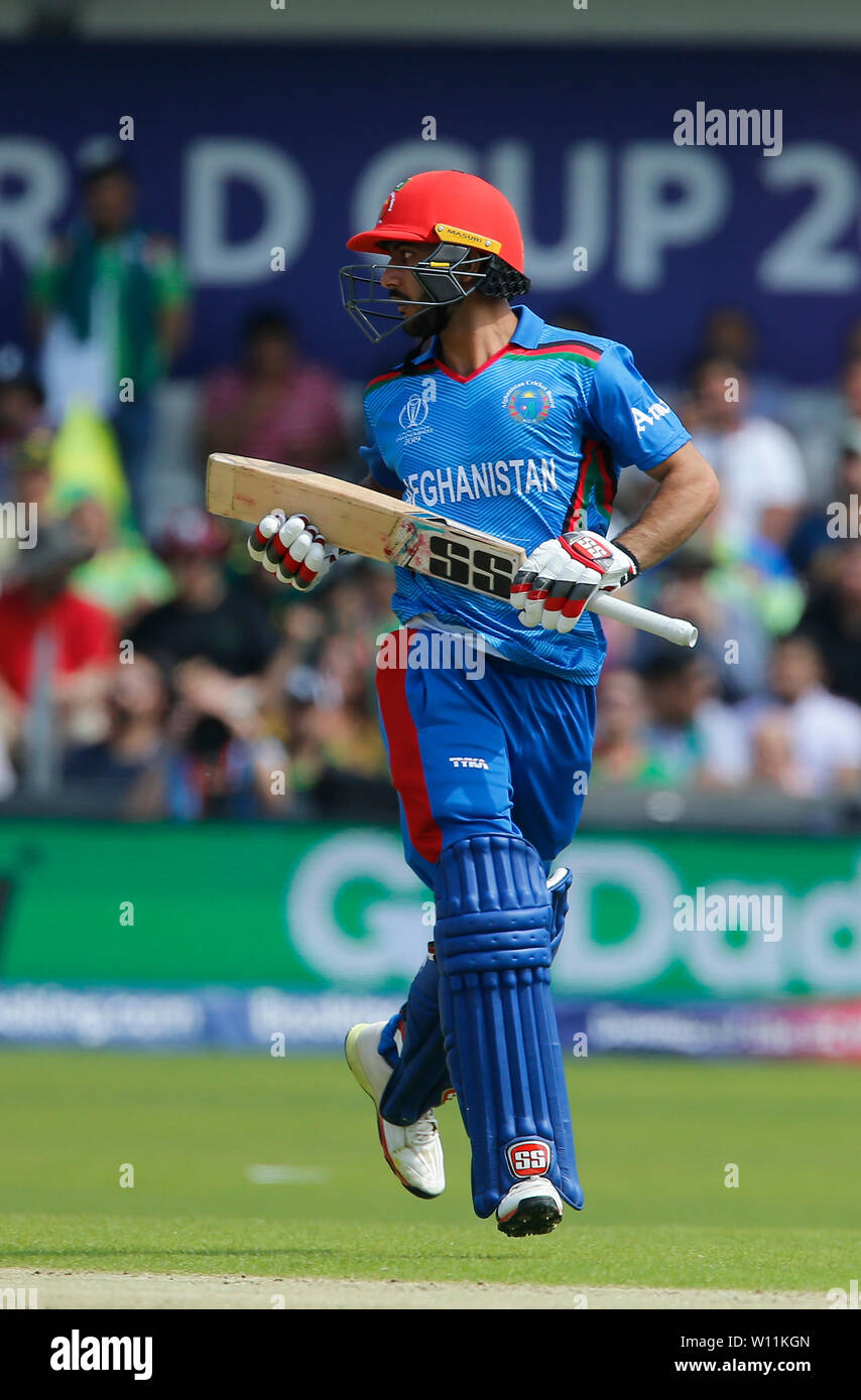 Edgbaston, Leeds, UK. 29th June, 2019. ICC World Cup Cricket, Pakistan versus Afghanistan; Afghanistan captain Gulbadin Naib watches his shot towards the boundary Credit: Action Plus Sports/Alamy Live News Stock Photo