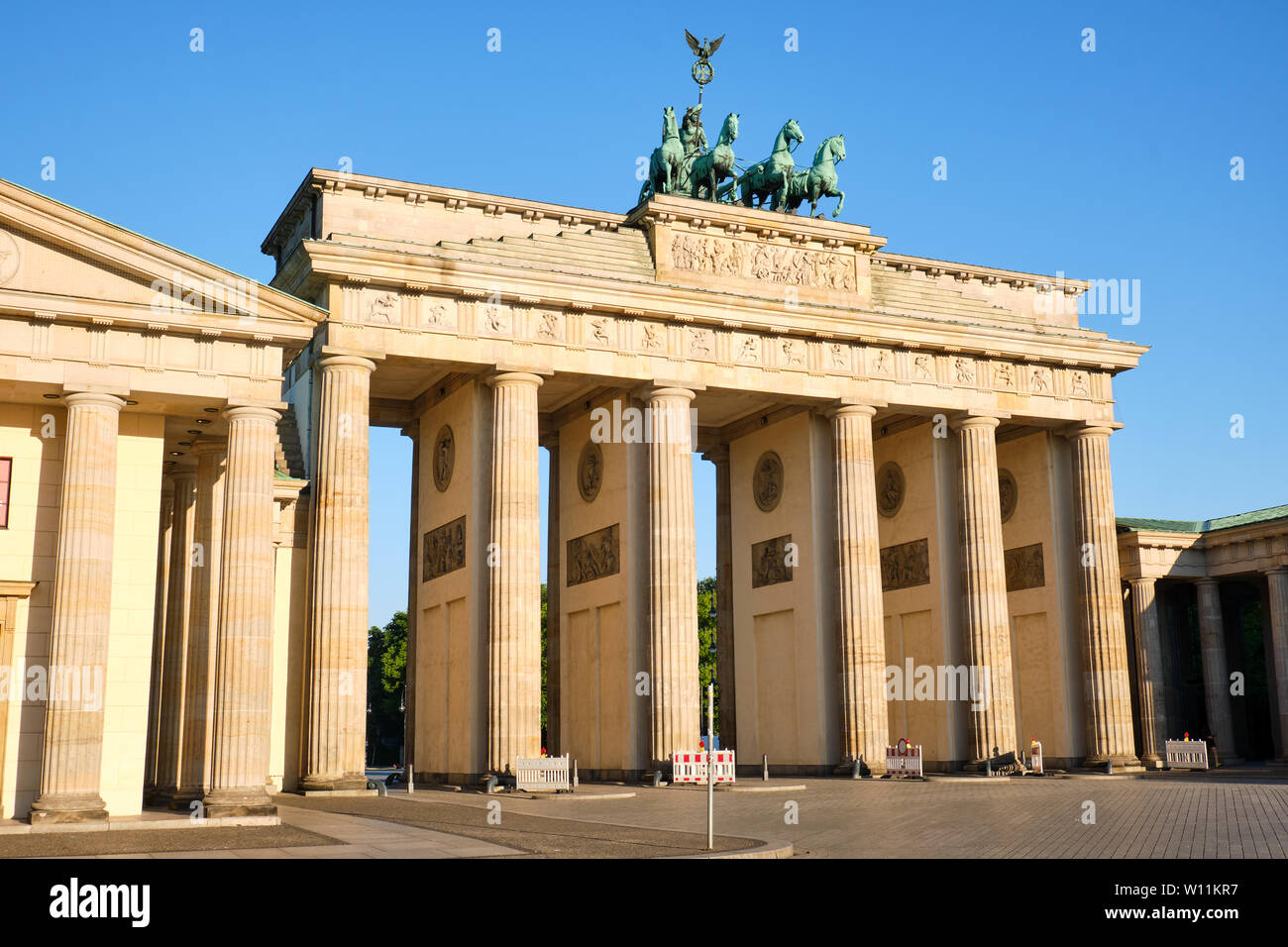 The iconic Brandenburg Gate in Berlin on a sunny day Stock Photo
