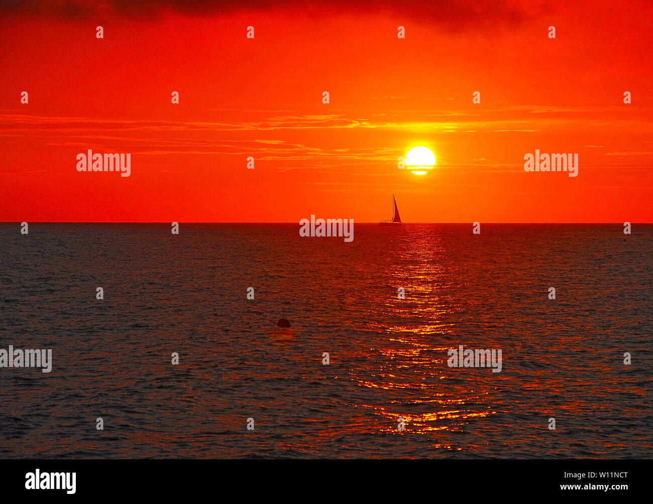 Sunset on the Black Sea in Sochi. Russia Stock Photo