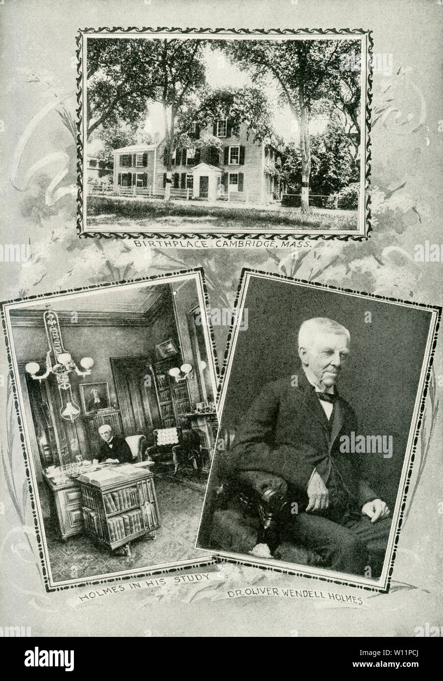 Oliver Wendell Holmes (1809-1894) The Poet’s Birthplace and Study. Successively law student, physician, and Harvard professor of anatomy, Holmes’ undying fame rests on his authorship. “The Autocrat at the Breakfast Table” was beloved for his geniality, of which these intimate photographs give some suggestions. Stock Photo