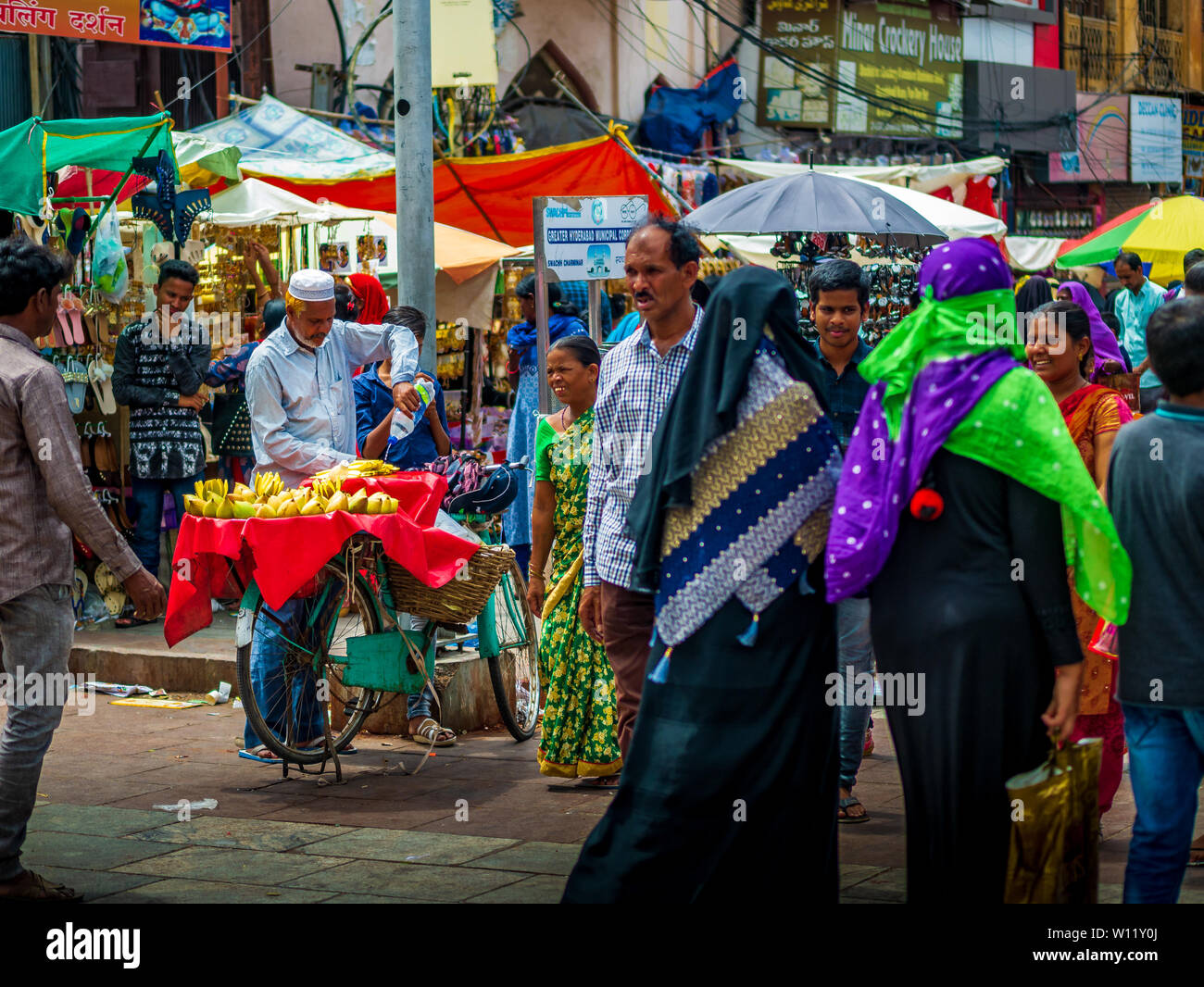 Hyderabad, India June 17, 2019 Unidentified muslim vendor selling