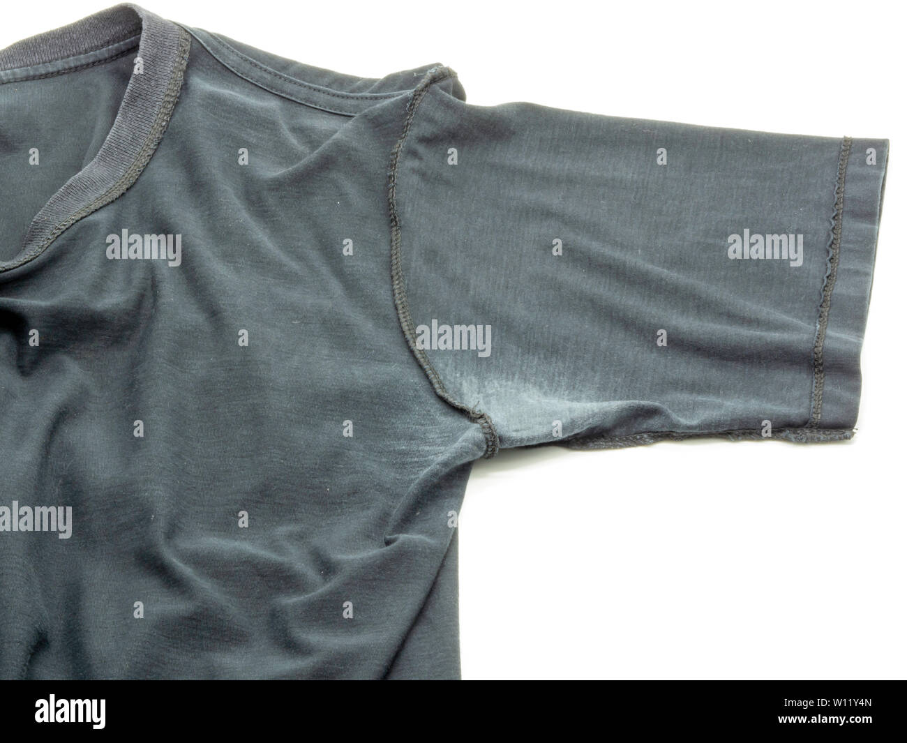 White stain under armpit on Tshirt isolated on white background Stock