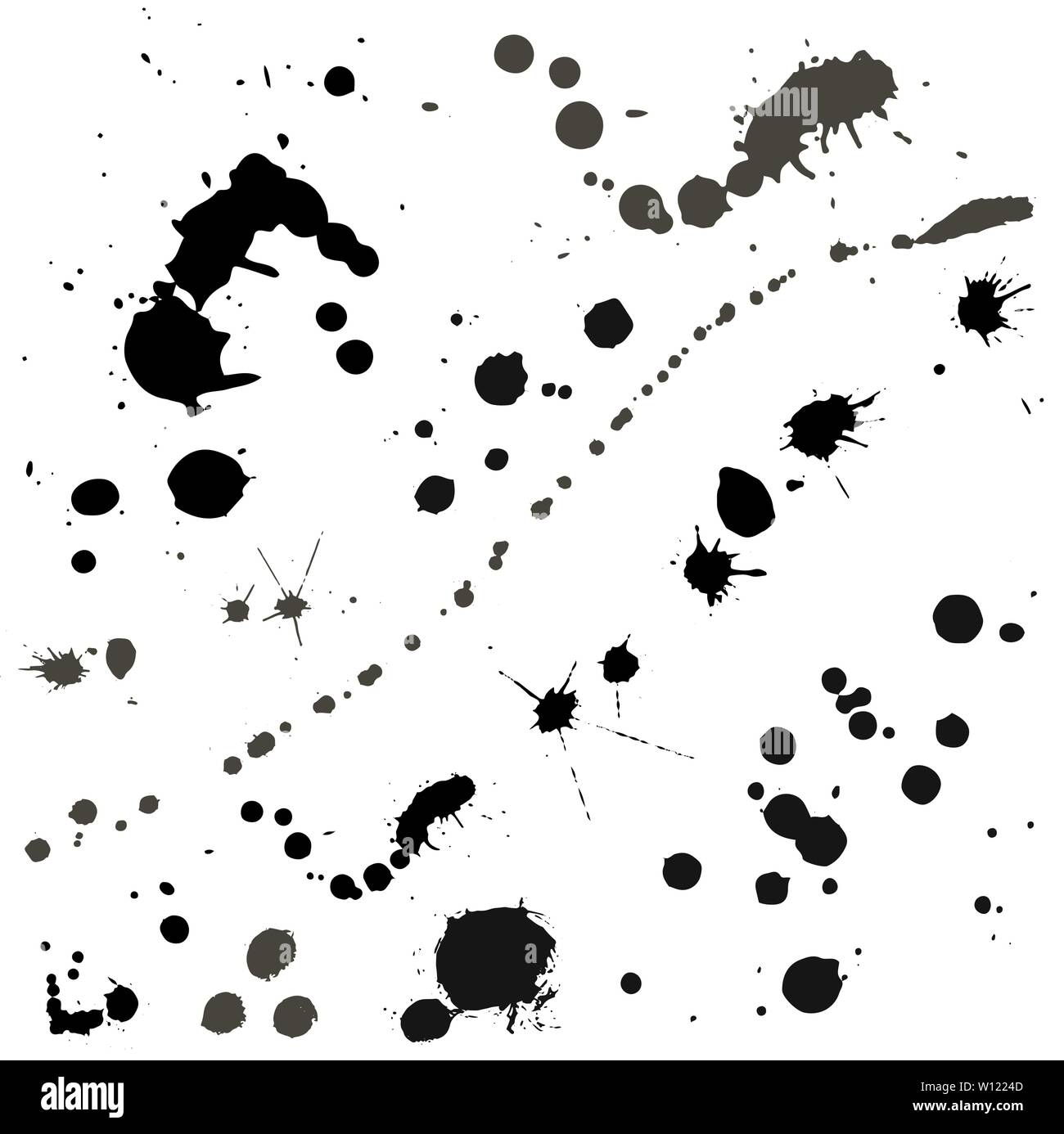Grunge blots. Vector paintbrush set. Round grunge design elements. Dirty texture banners. Ink splatters. Painted objects. Stock Vector