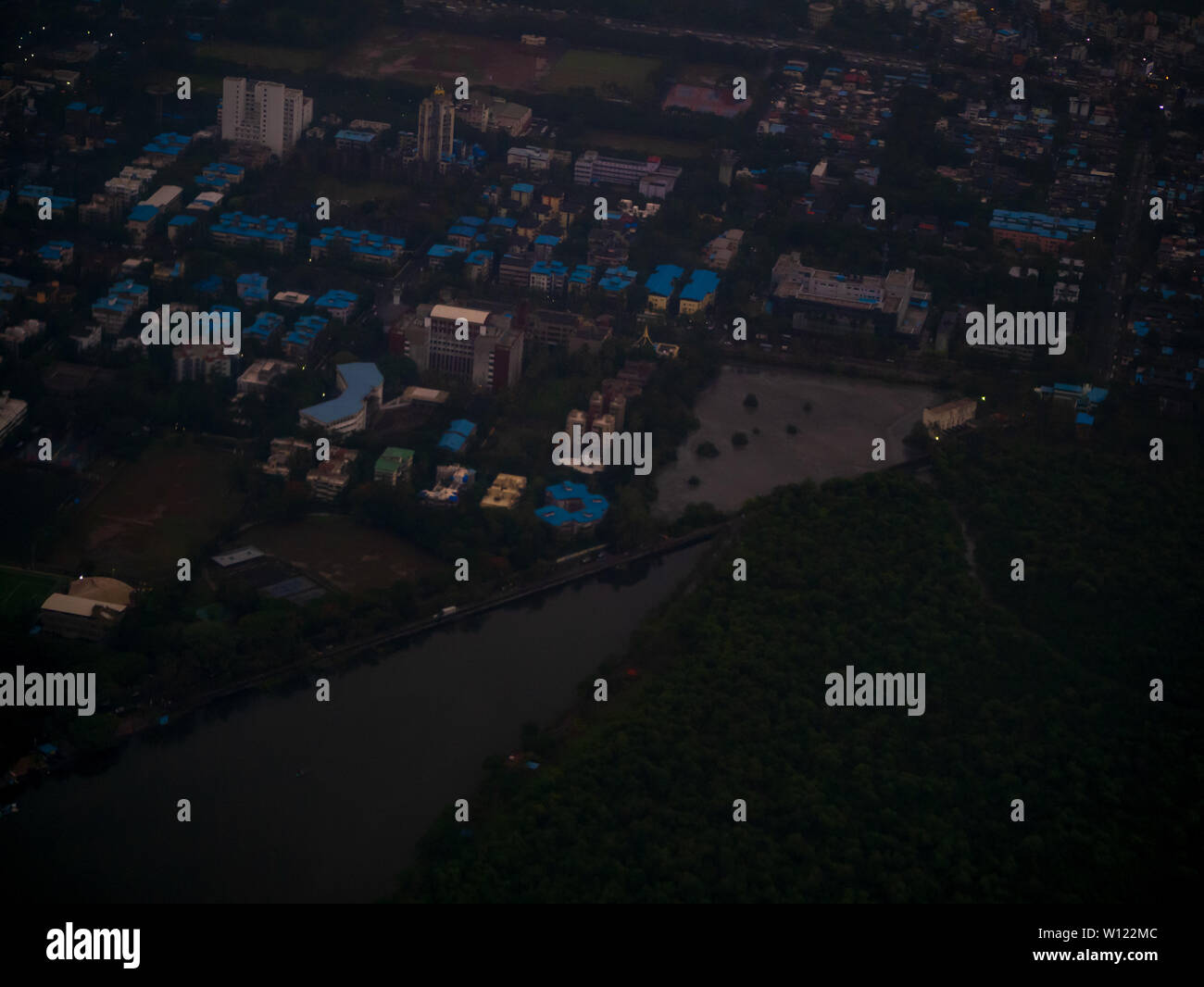 Aerial view of Mumbai city from airplane. Cityscape of Mumbai Stock ...