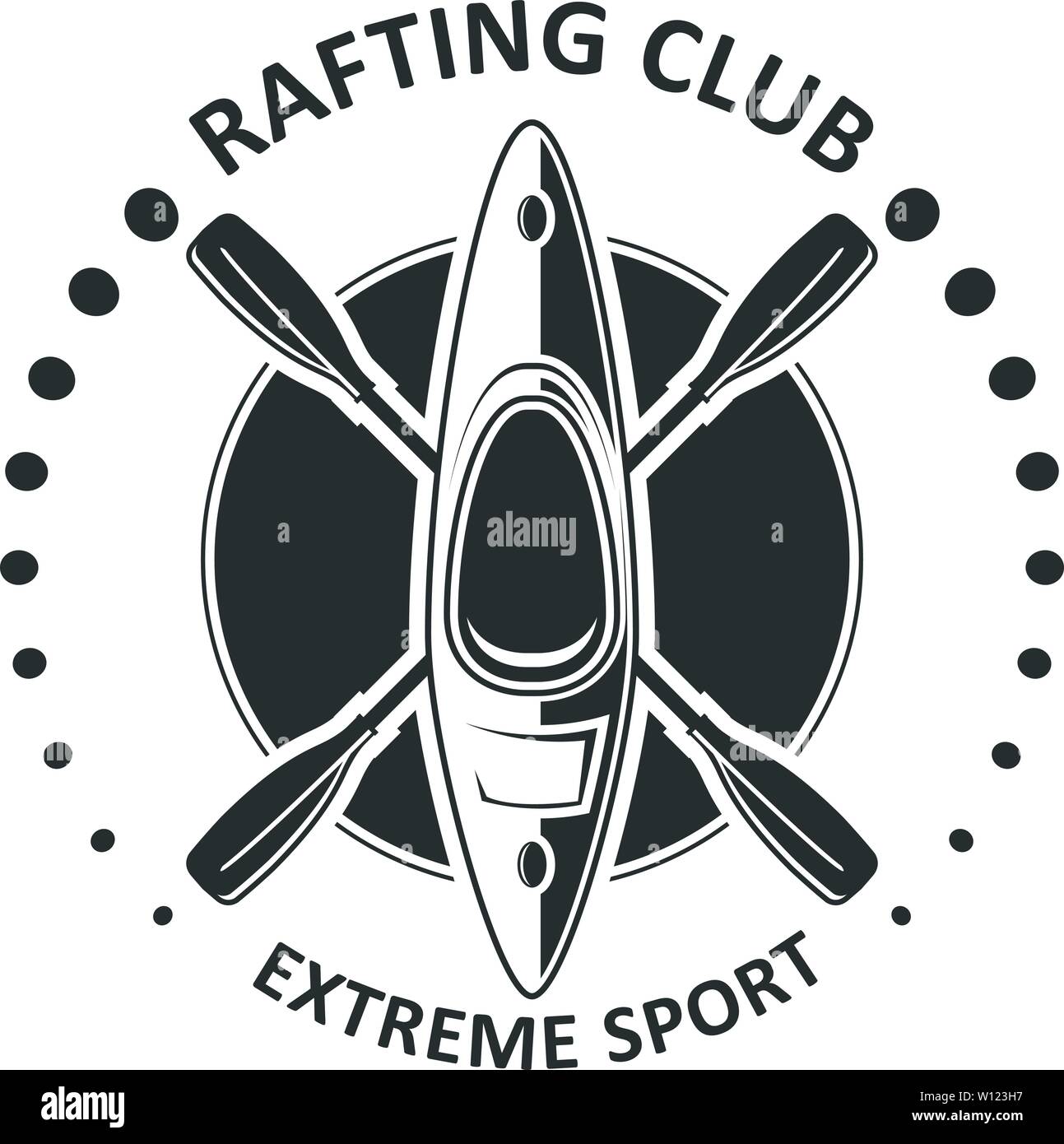 Rafting or kayaking club emblem - canoe, kayak icon Stock Vector