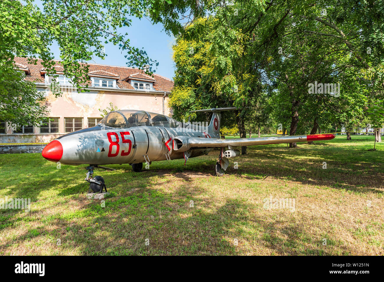 L-29 plane in museum of aviation in Graf Ignatievo airport, Bulgaria Stock Photo