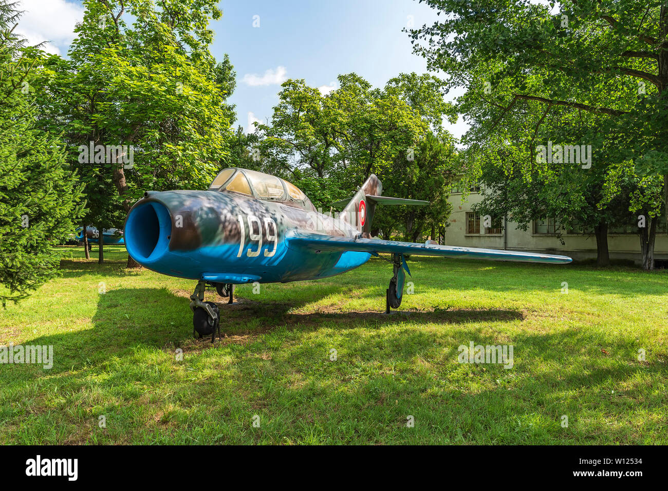 Mig 15 plane in museum of aviation in Graf Ignatievo airport, Bulgaria Stock Photo