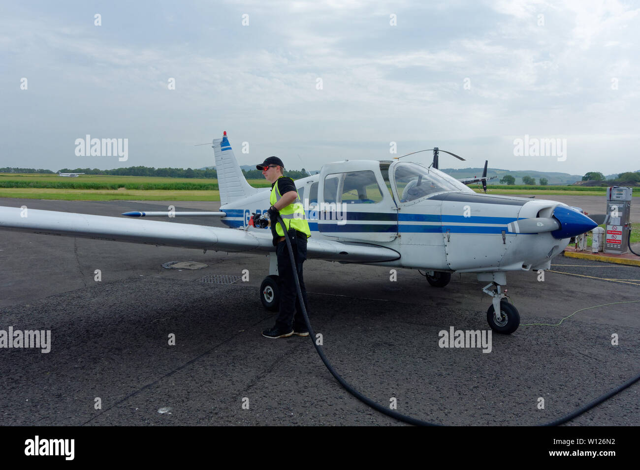 Re-fuelling at Perth Airport, Scotland Stock Photo