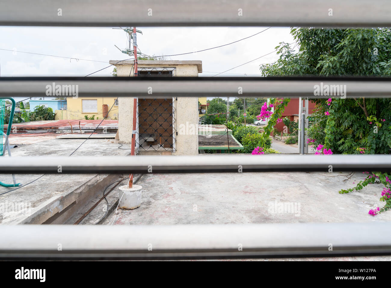 Looking Through a Window in Varadero, Cuba. Stock Photo
