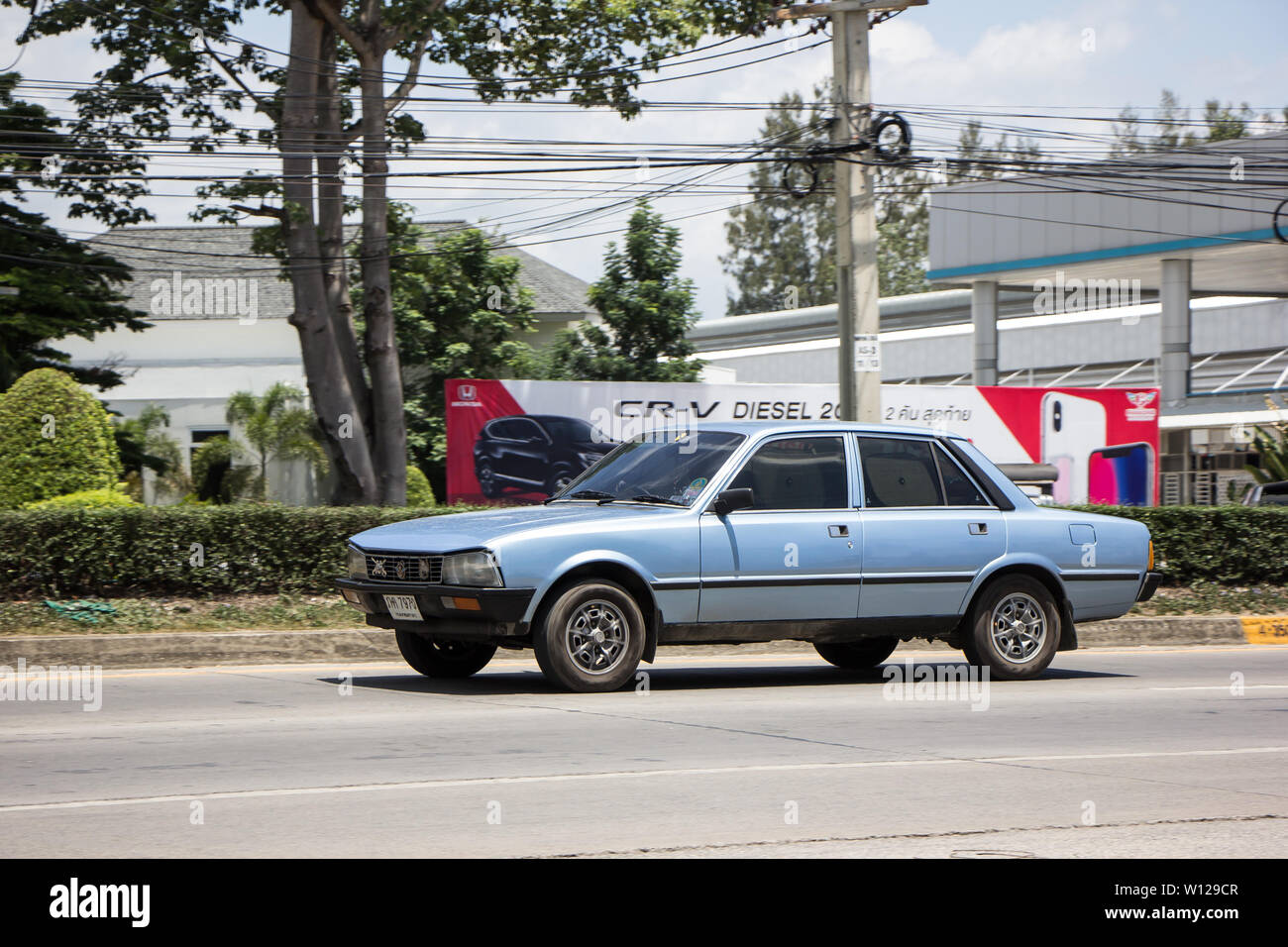 Chiangmai, Thailand - June 21 2019: Private Old Car, Peugeot 505 GR. Photo at road no.121 about 8 km from downtown Chiangmai, thailand. Stock Photo