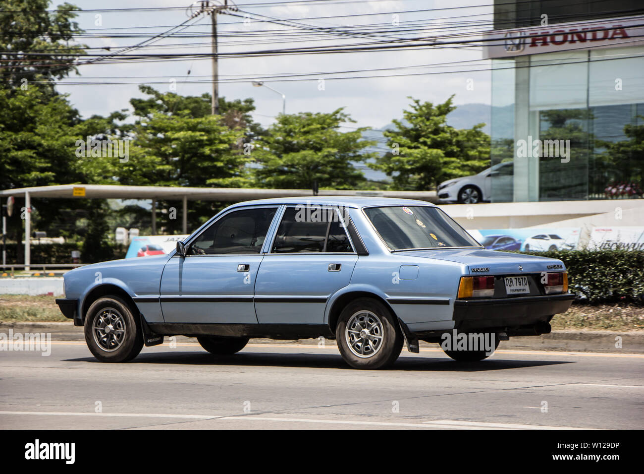 Chiangmai, Thailand - June 21 2019: Private Old Car, Peugeot 505 GR. Photo at road no.121 about 8 km from downtown Chiangmai, thailand. Stock Photo