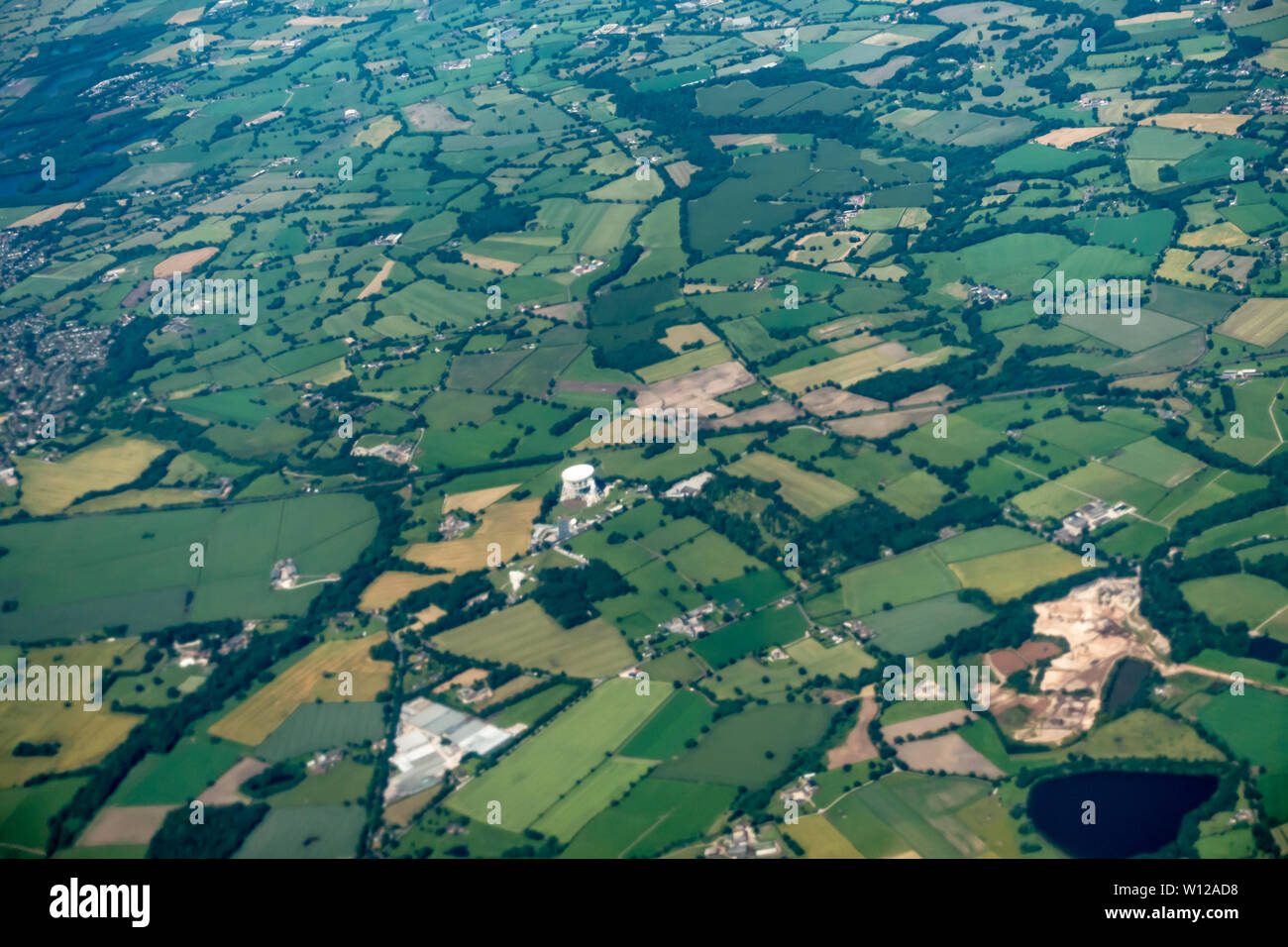 Aerial photograph of fields in the West Midlands, England Stock Photo