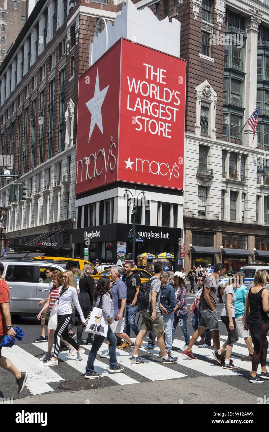 The always busy corner of Broadway and 34th Street with the ever