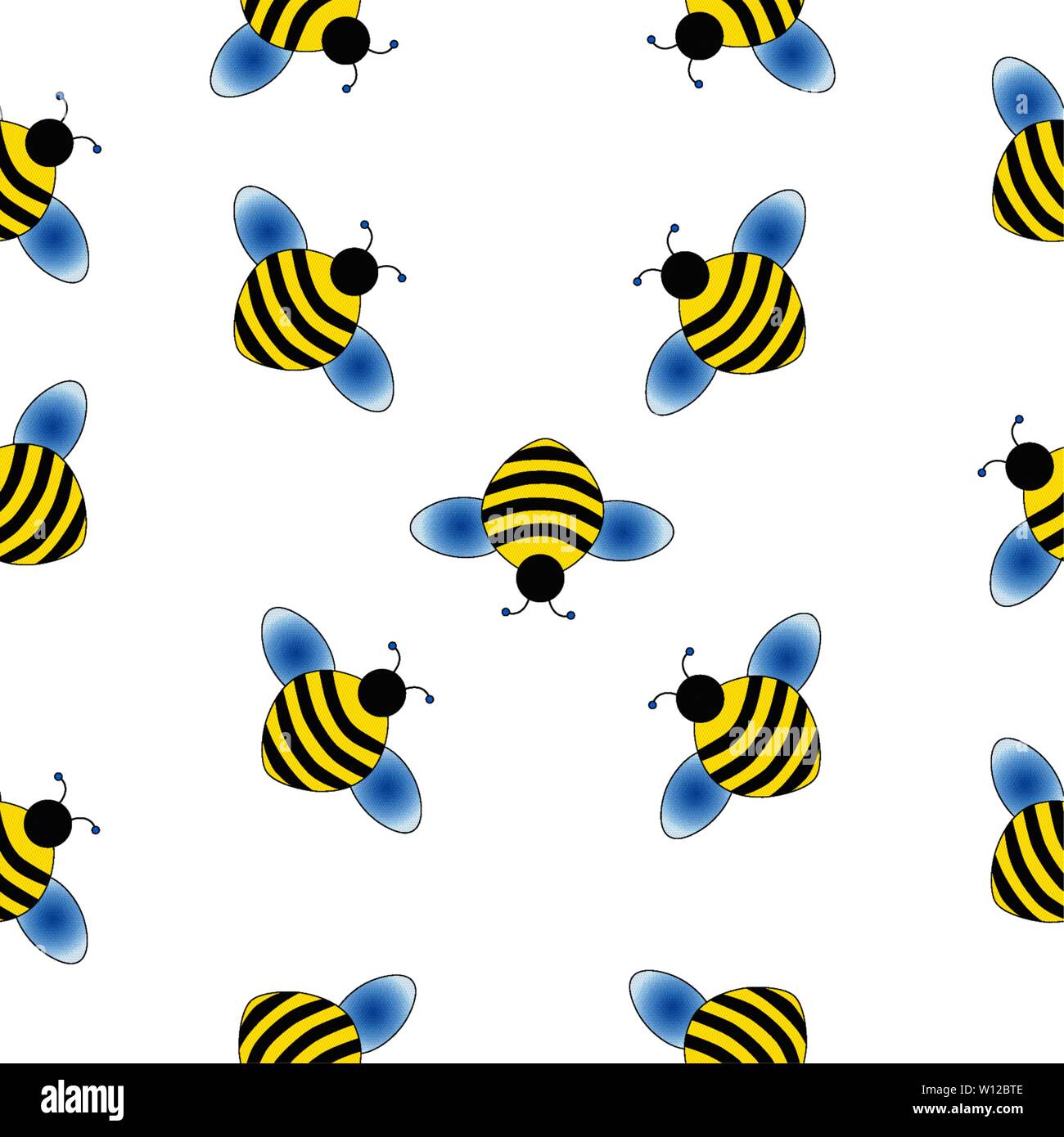 Seamless illustration of a flying bee isolated on a white background ...