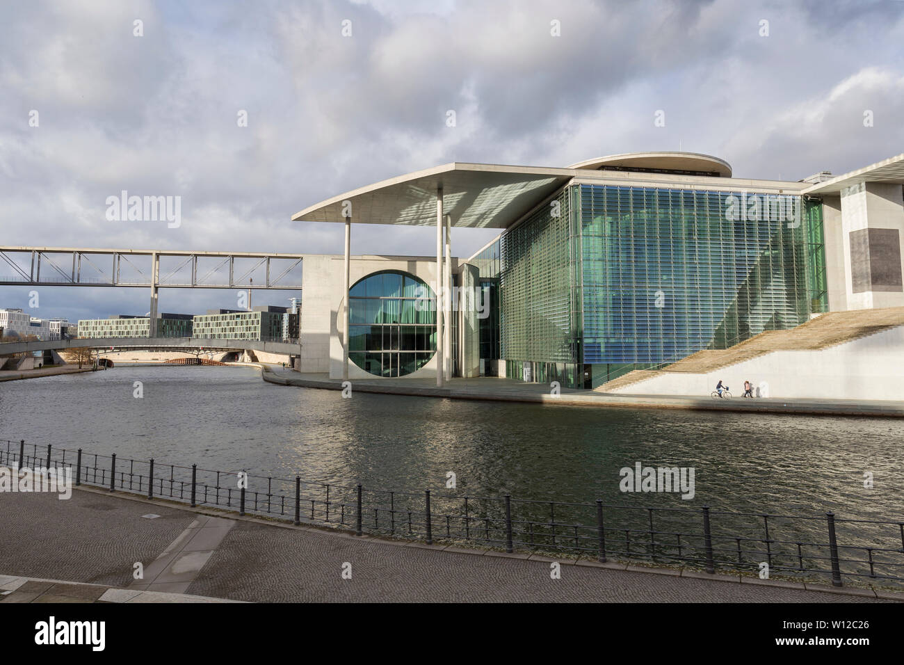 Modern governmental building Marie-Elisabeth-Luders-Haus by the Spree River in Berlin, Germany, on a sunny day. Stock Photo